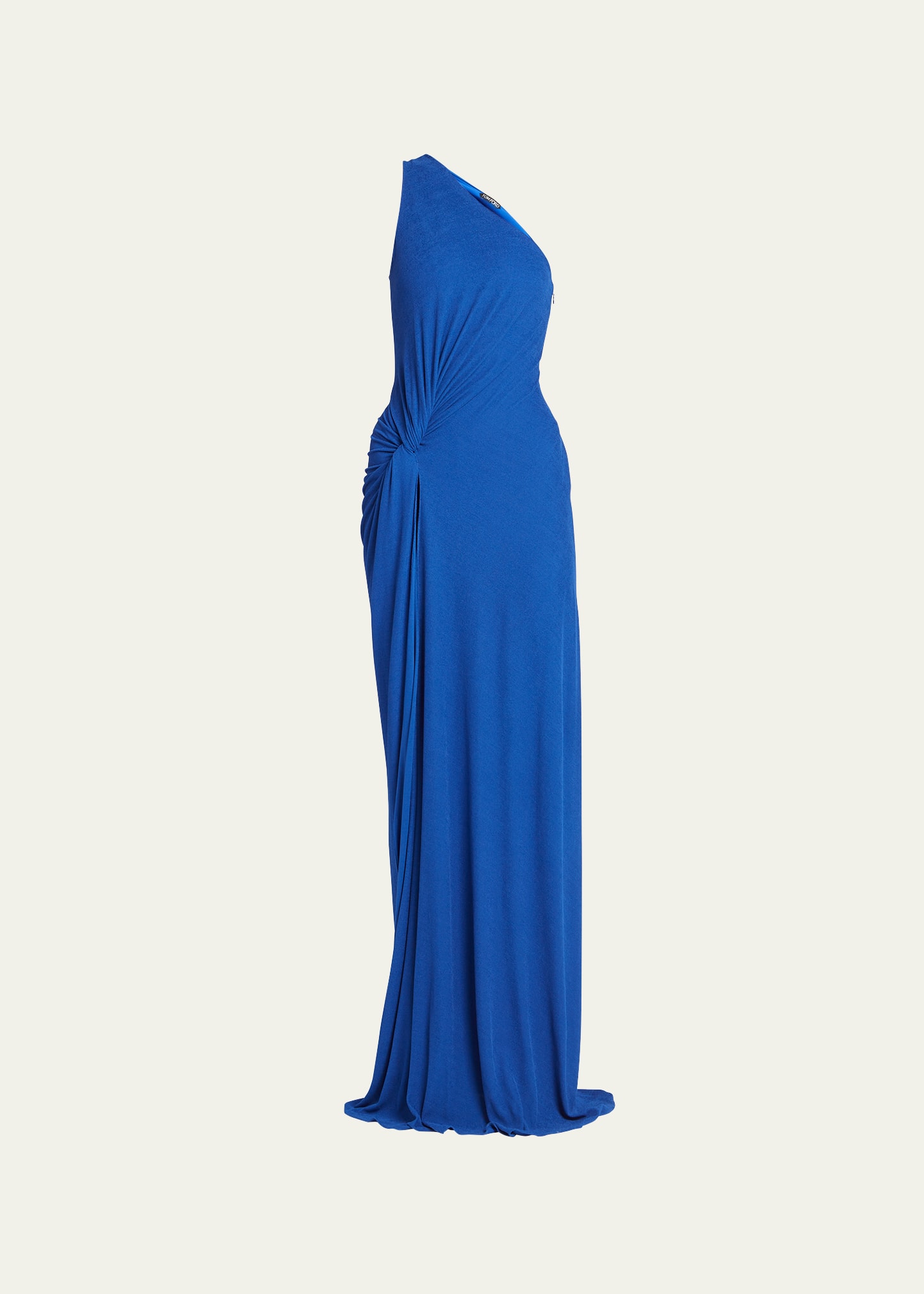 TOM FORD ONE-SHOULDER RUCHED CREPE GOWN WITH SLIT