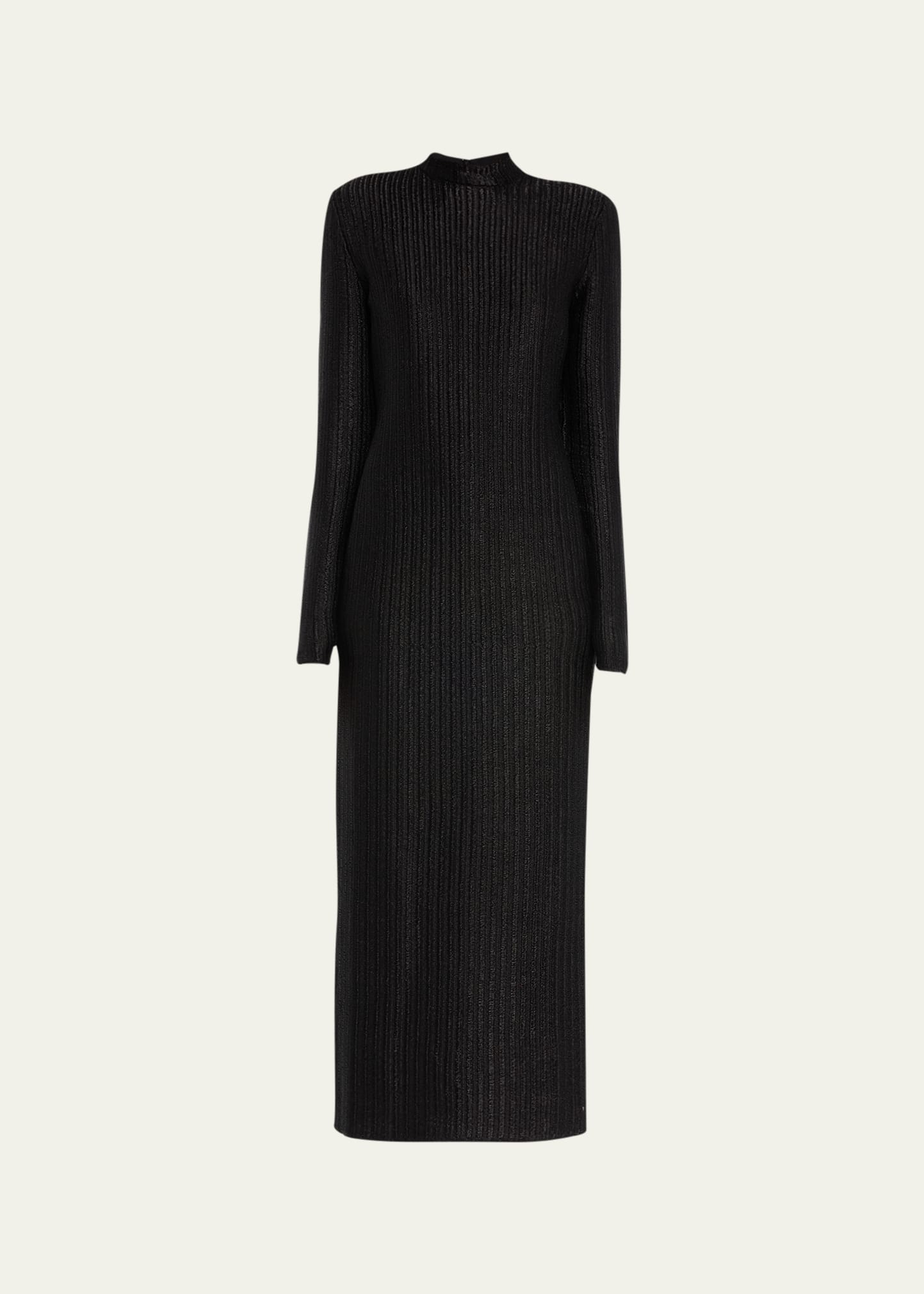Tom Ford Metallic Knit Turtleneck Maxi Dress In Black | ModeSens