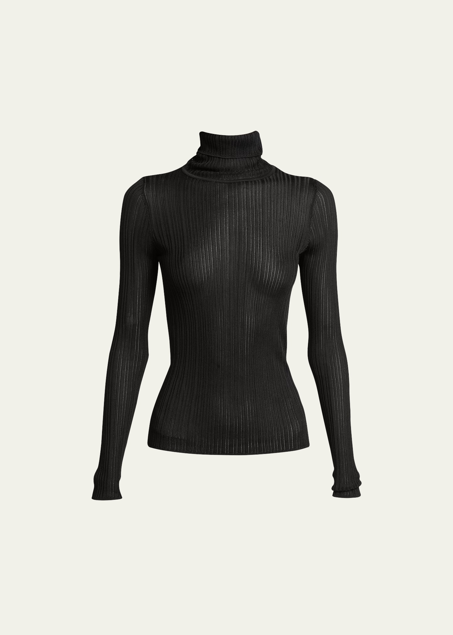 Tom Ford Metallic Knit Turtleneck Sweater In Black