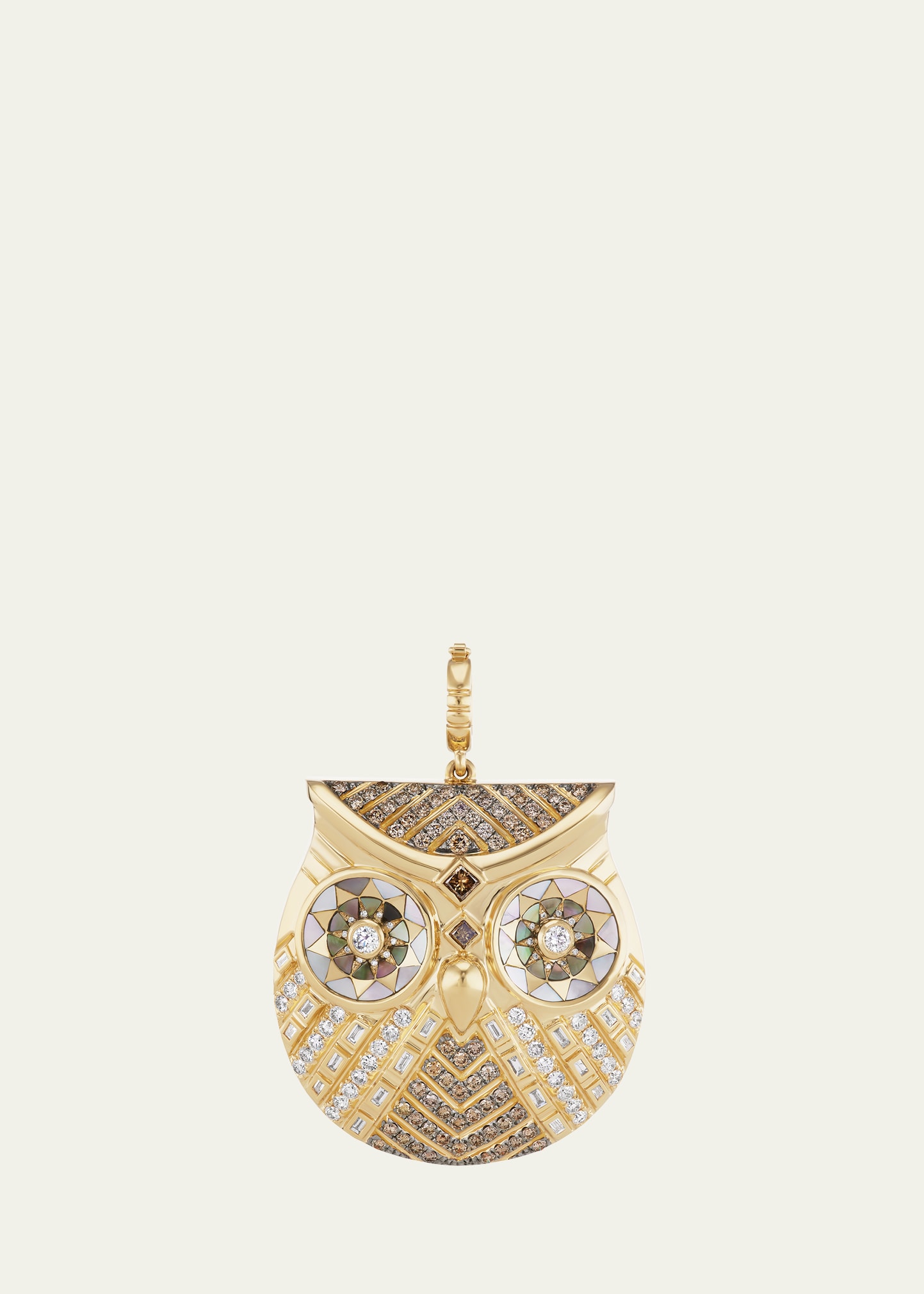Owl Pendant with Mother-of-Pearl and Diamonds