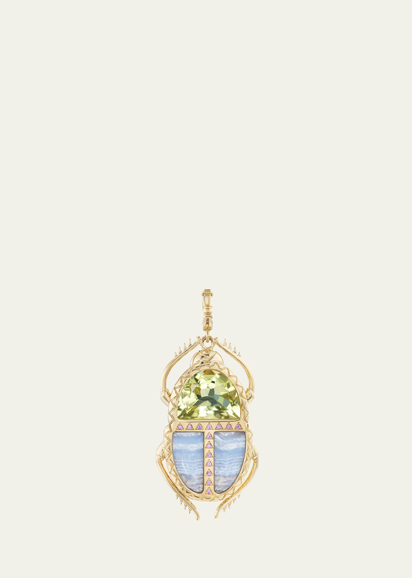 Scarab Lemon Quartz and Chalcedony Pendant