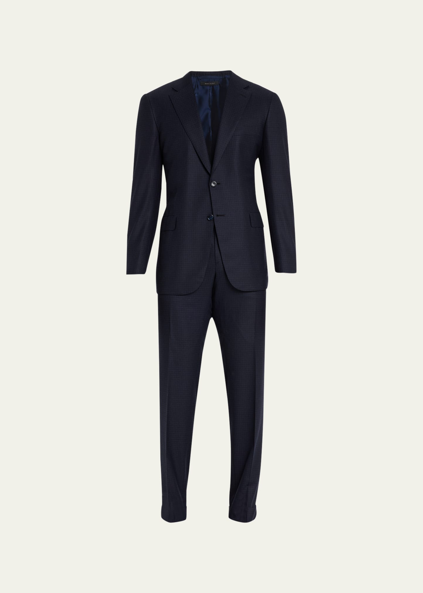 Brioni Men's Brun Wool Micro Check Suit In Midnight B