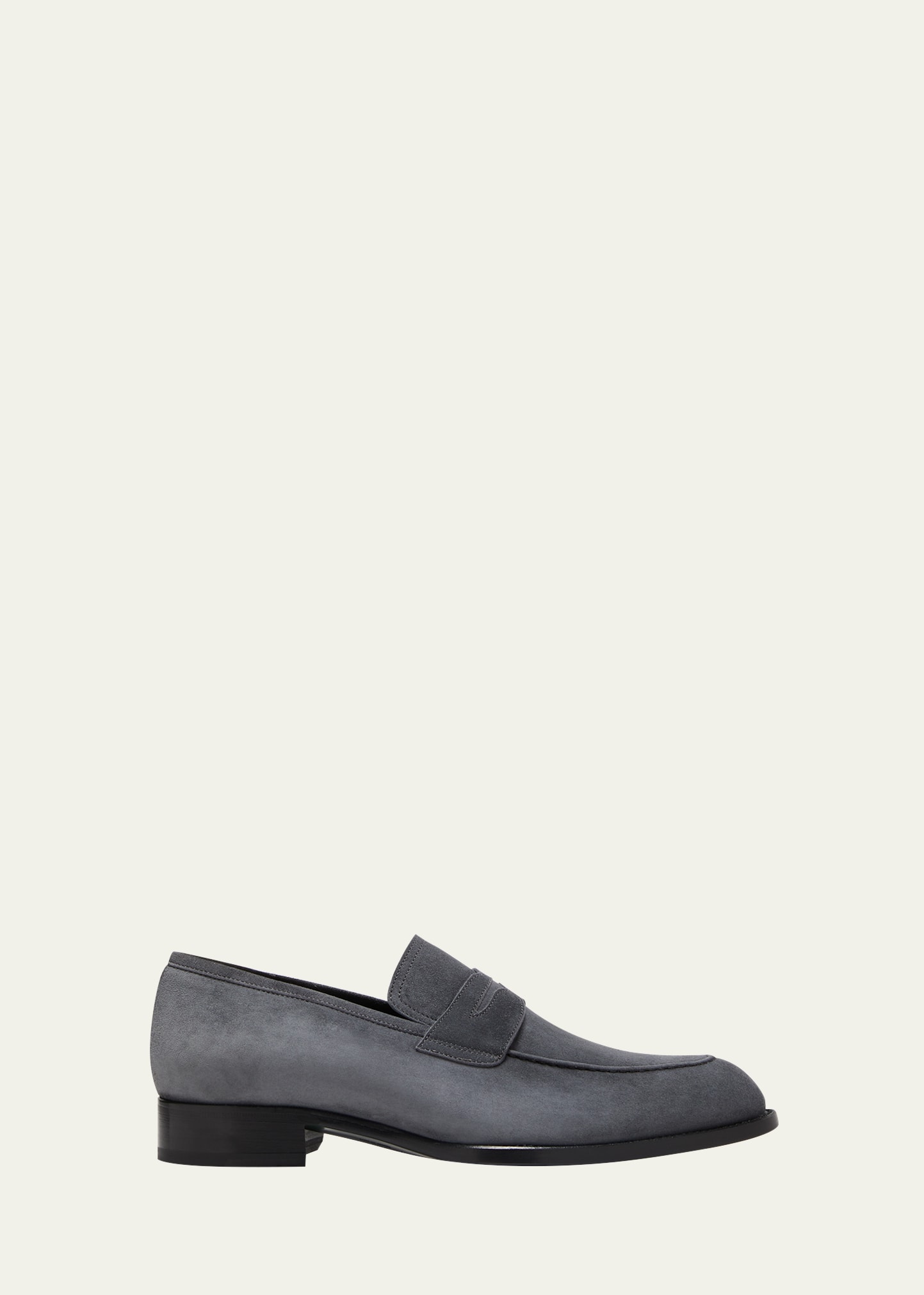 Brioni Men's Suede Penny Loafers In Graphite