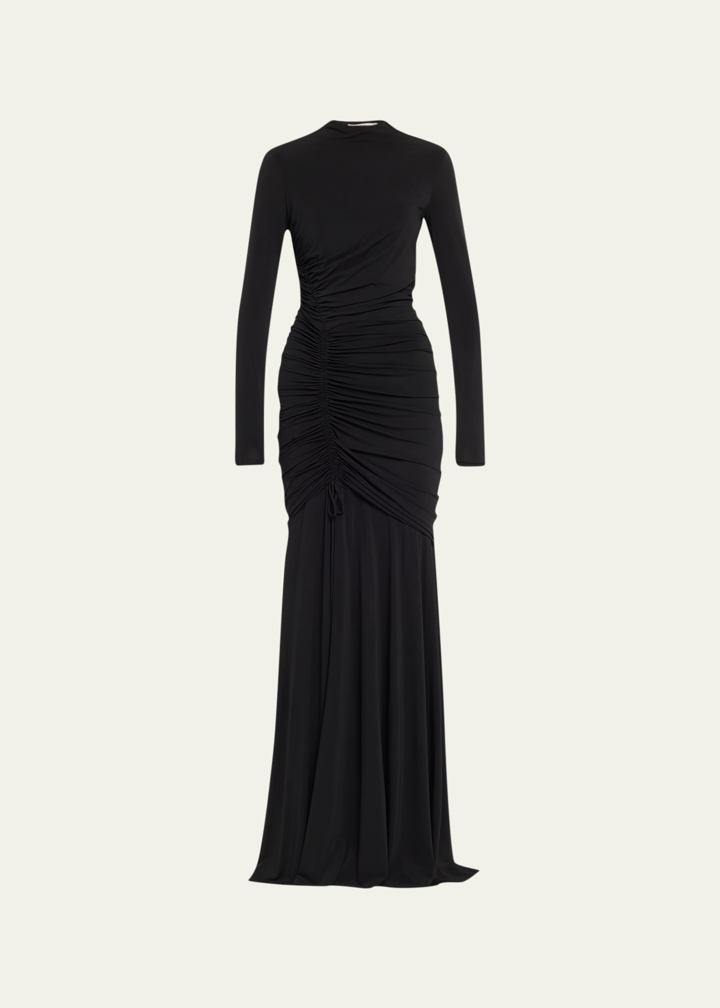 Ruched High-Neck Jersey Gown