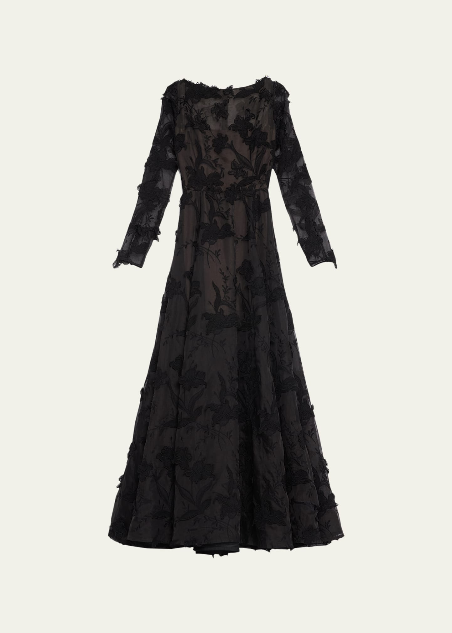 Shop Jason Wu Collection Emboidered Organza Gown In Black