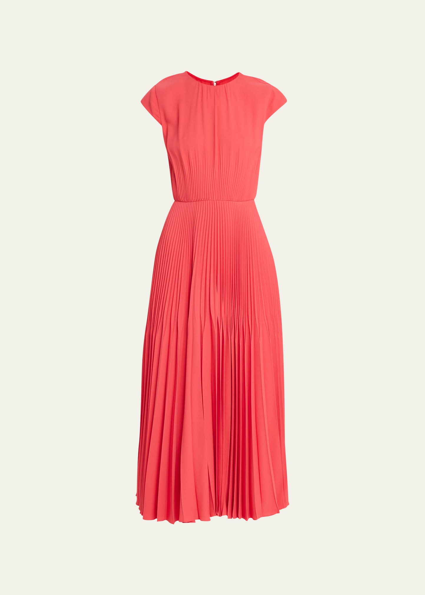 Jason Wu Collection Soft Crepe Pleated Midi Dress In Deep Coral