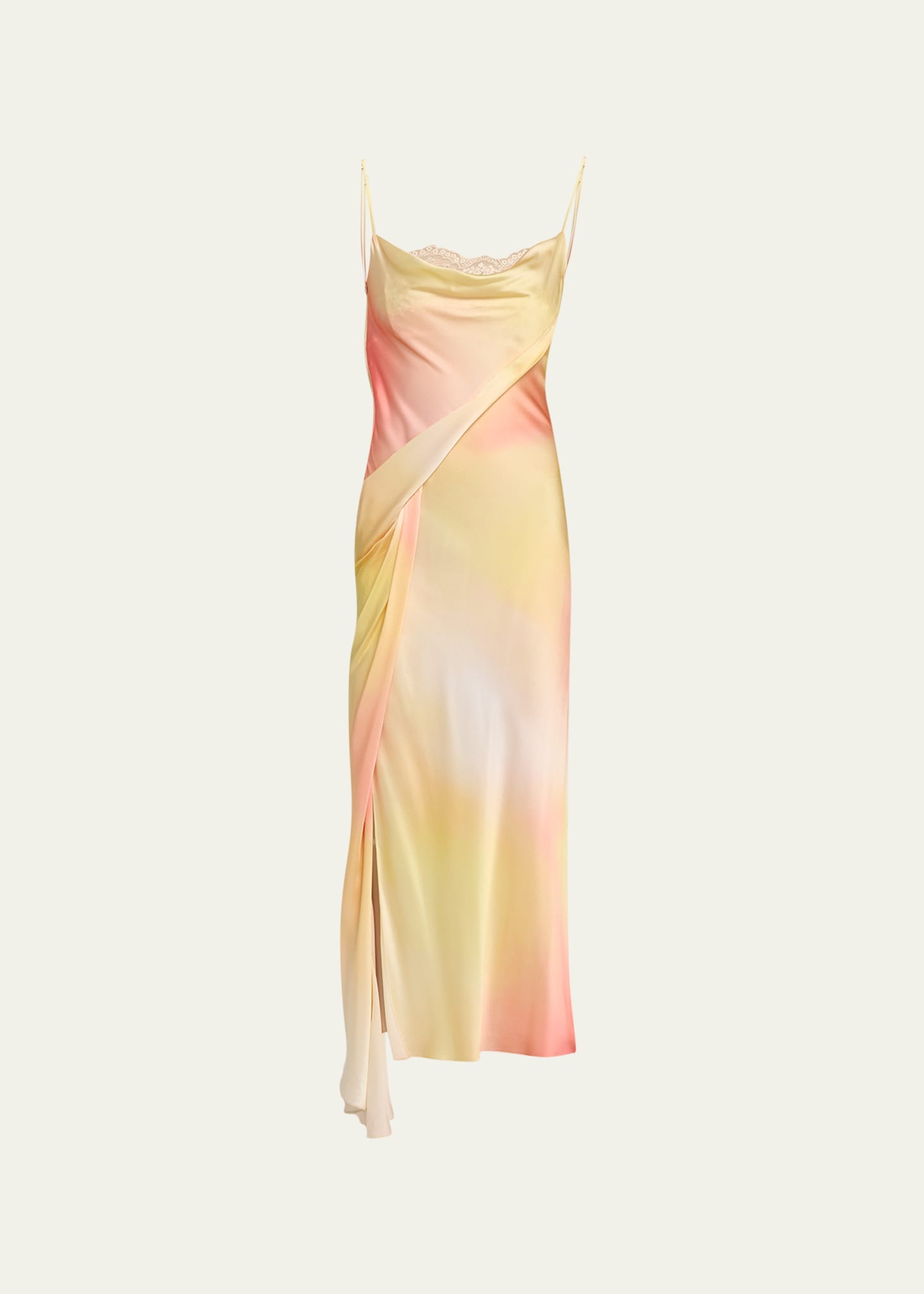 Shop Jason Wu Collection Printed Silk Draped Charmeuse Slip Dress In Multi-color