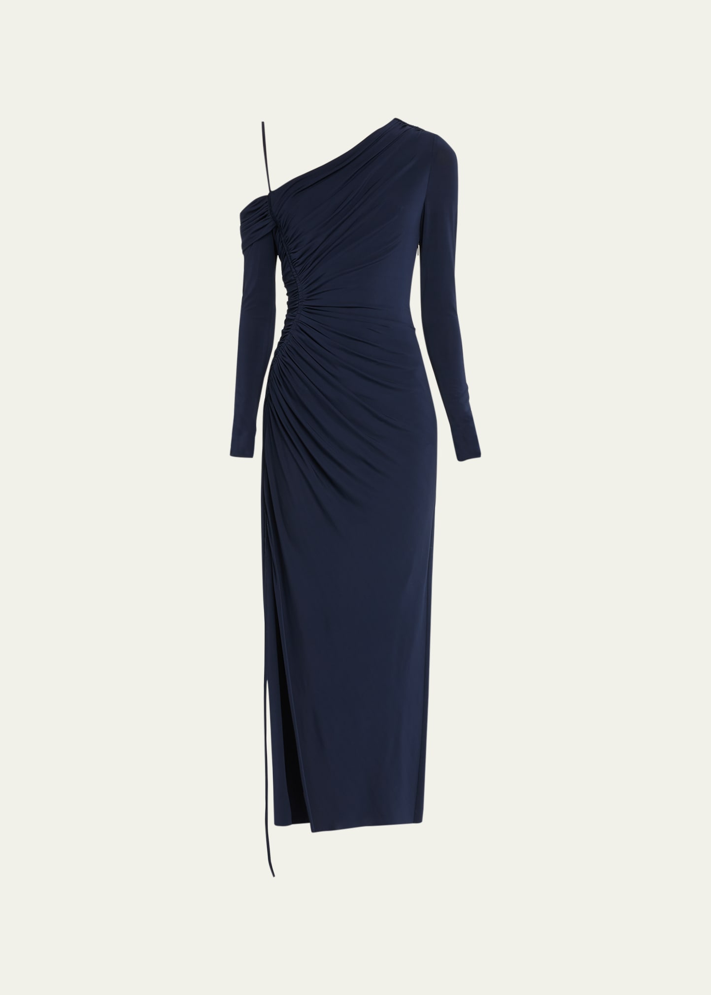 Jason Wu Collection One Shoulder Jersey Midi Dress With Ruched Detail In Bright Navy