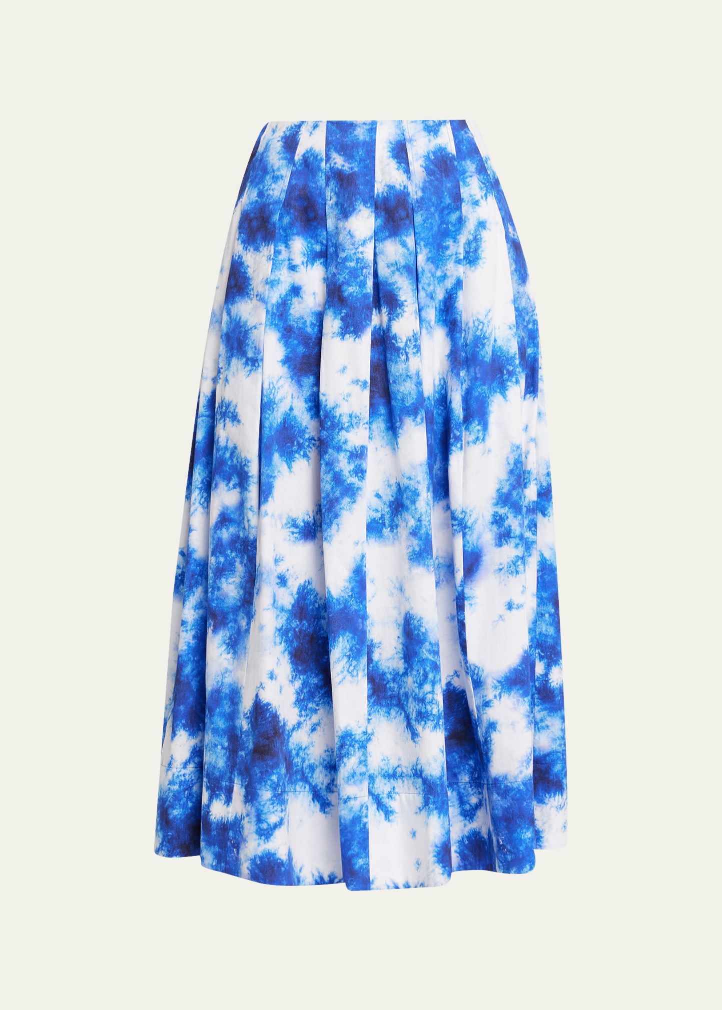Jason Wu Collection Floral Cotton Pleated Midi Skirt In Indigo Multi