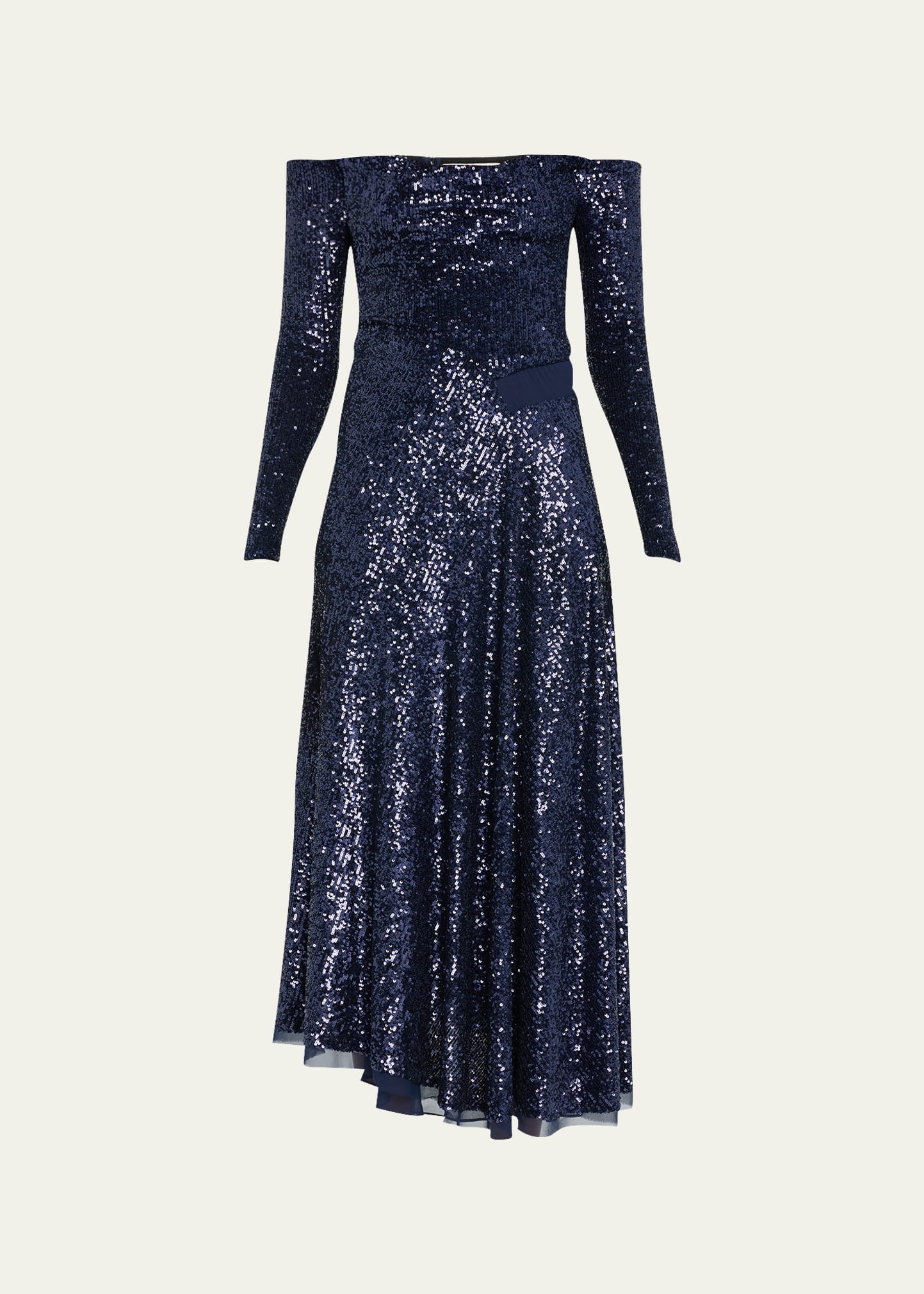 Shop Jason Wu Collection Sequin Off-shoulder Cocktail Dress In Bright Navy