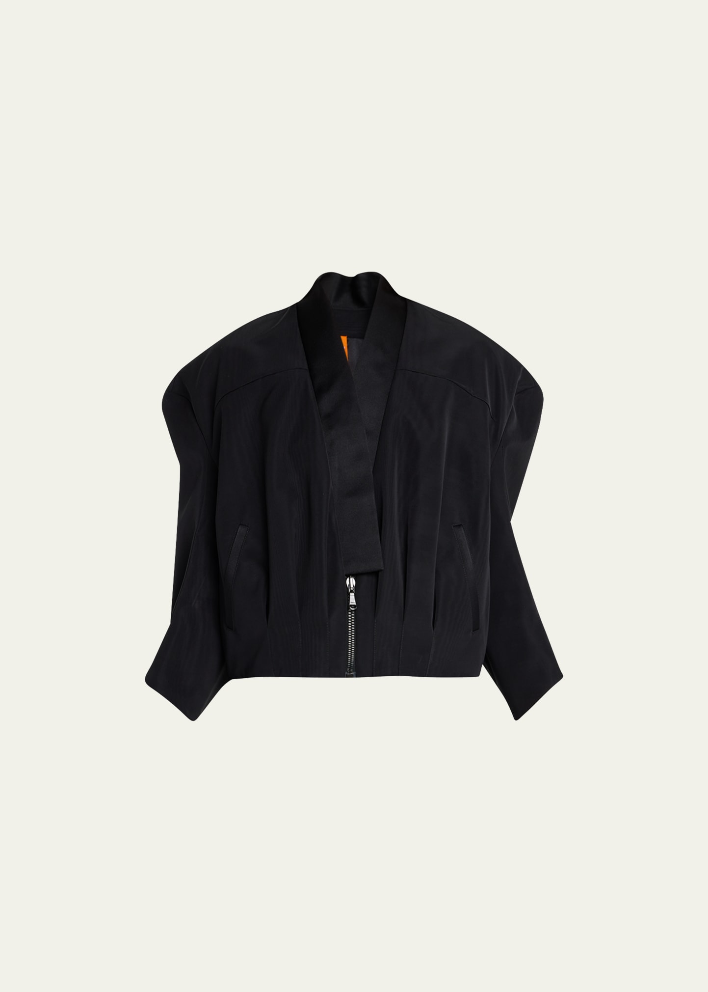 Bach Mai Sculpted Back Bomber Jacket In Black Moire