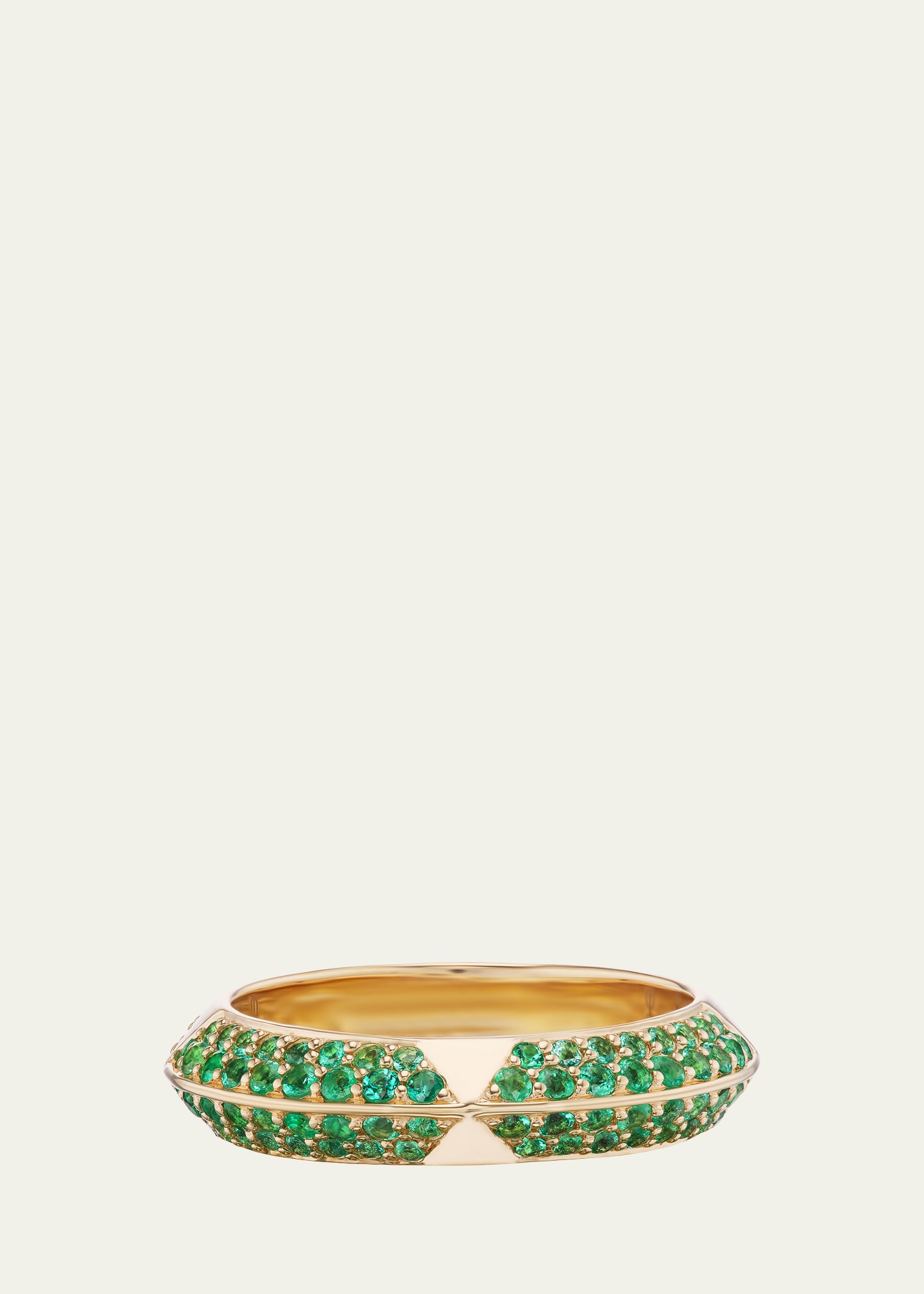 Rosa Pave Knife Edge Band with Emeralds