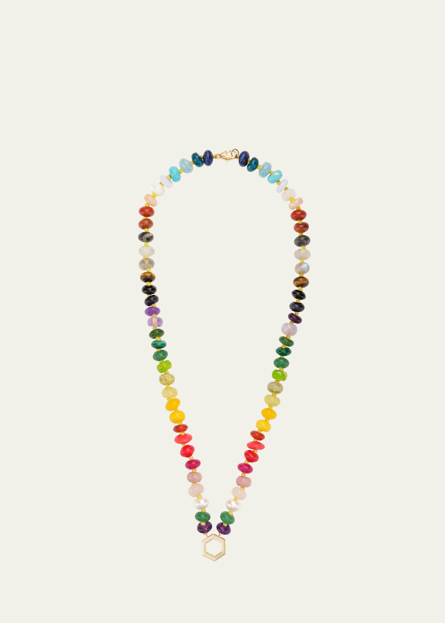 Harwell Godfrey 18kt Yellow Gold Rainbow Gemstone Beaded Necklace In Rainbow