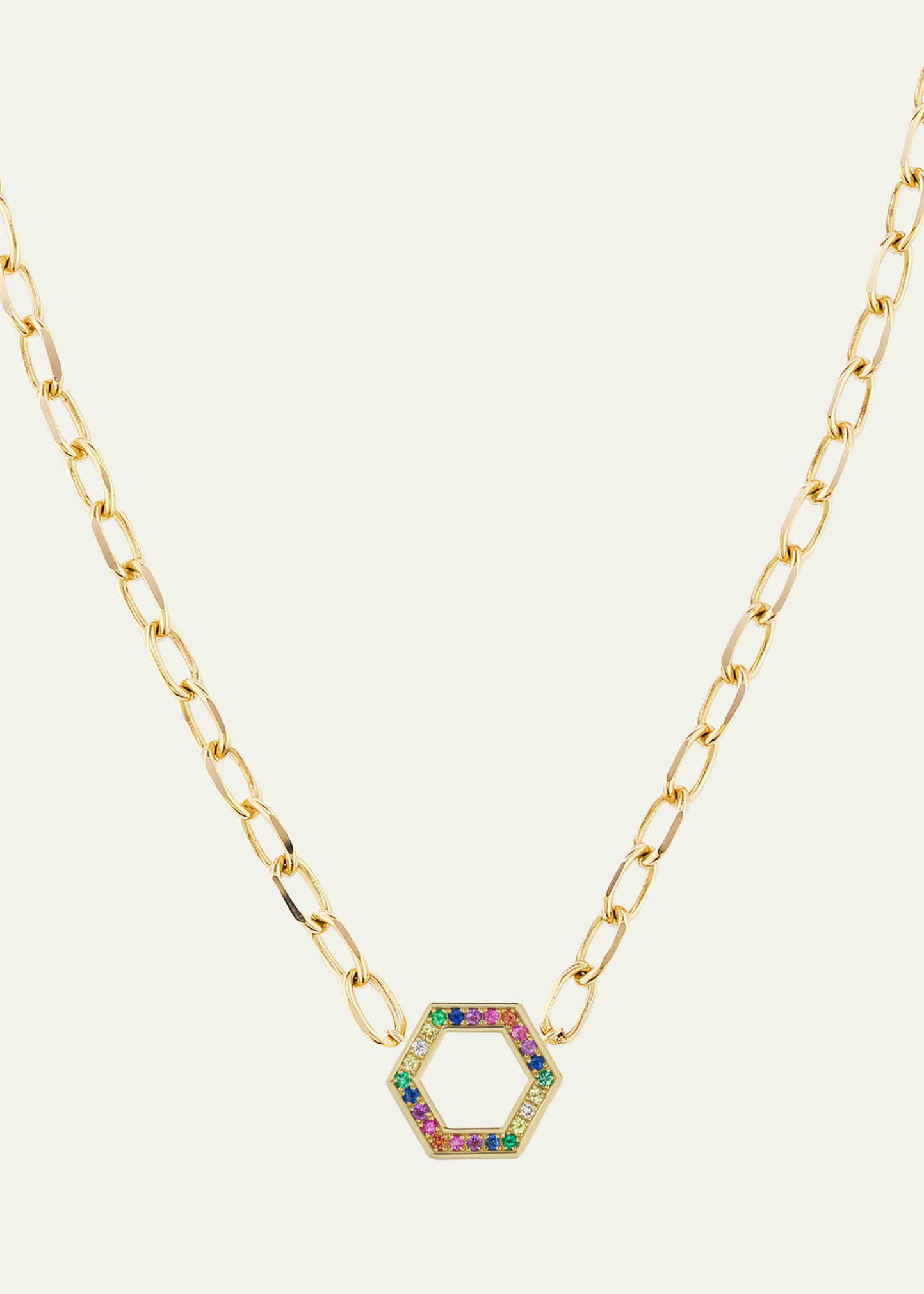 Rainbow Hex Cable Chain Foundation Necklace, 18"L