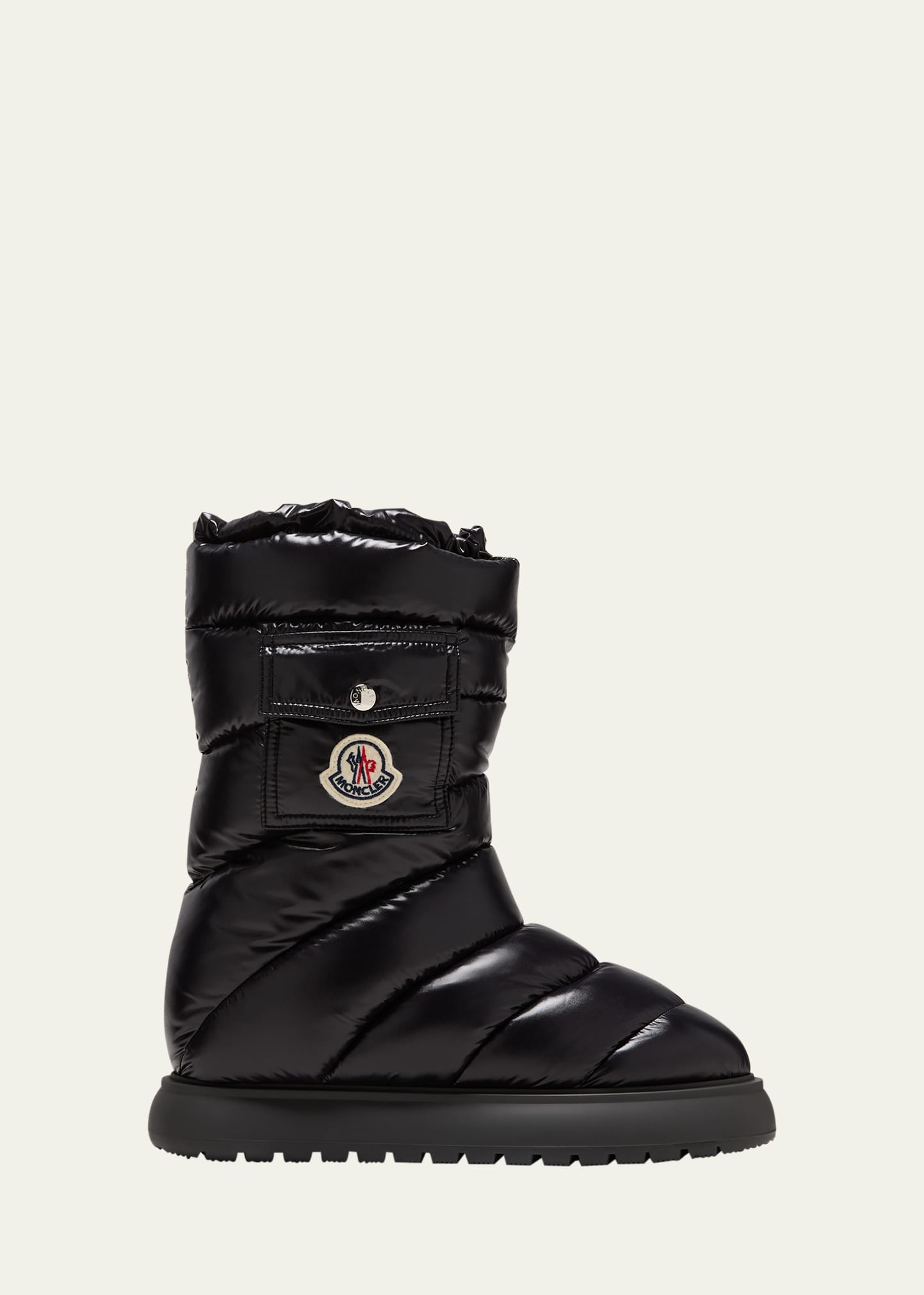 Moncler Gaia Quilted Nylon Pocket Snow Boots In Black