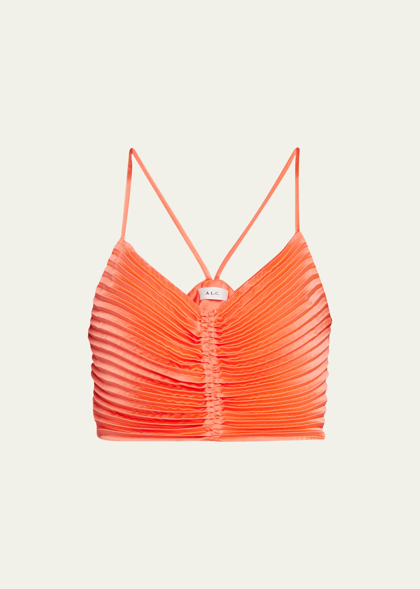 A.l.c Ari Ii Pleated V-neck Crop Top In Spiced Cor