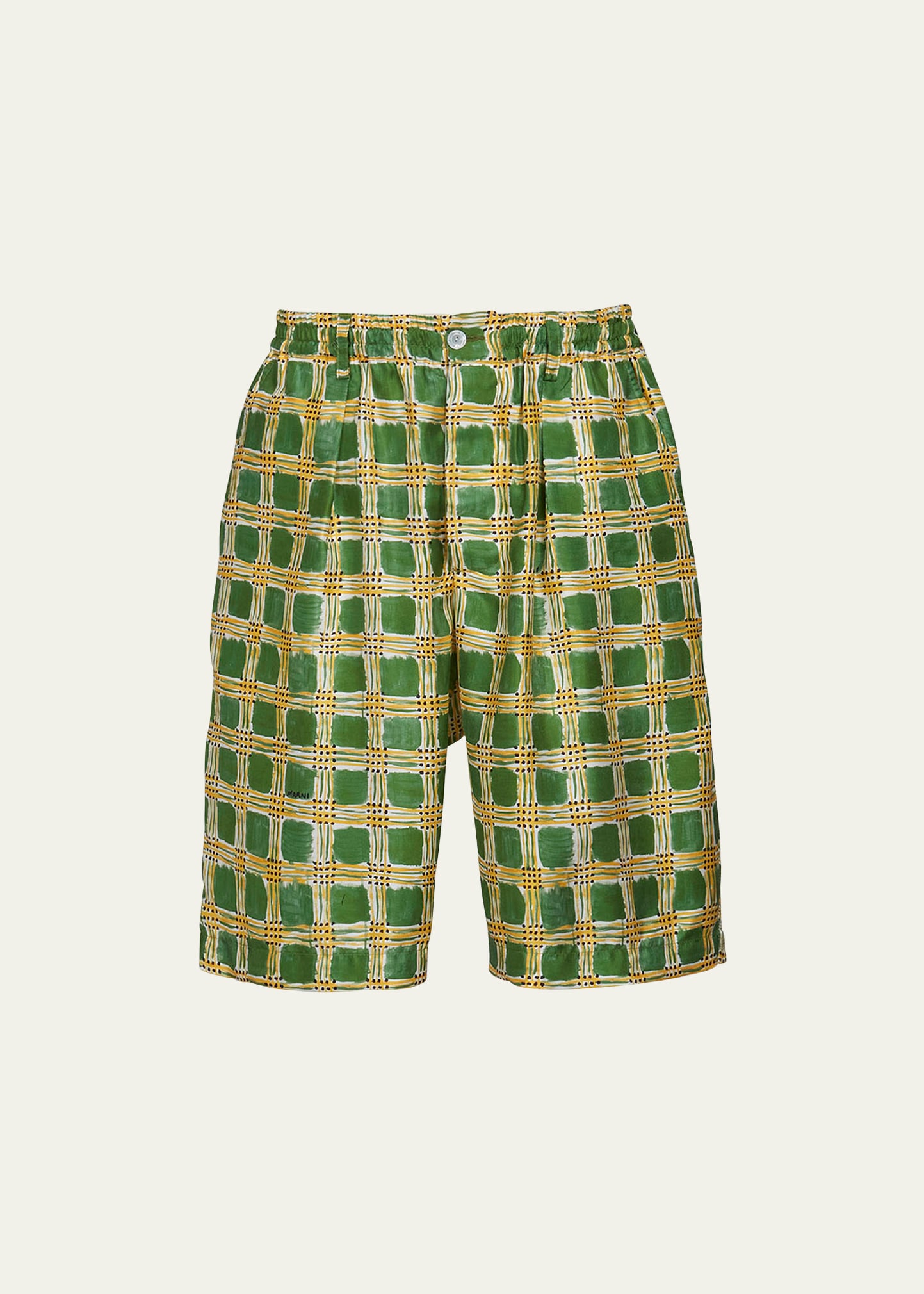 Marni Silk Twill Shorts In Green
