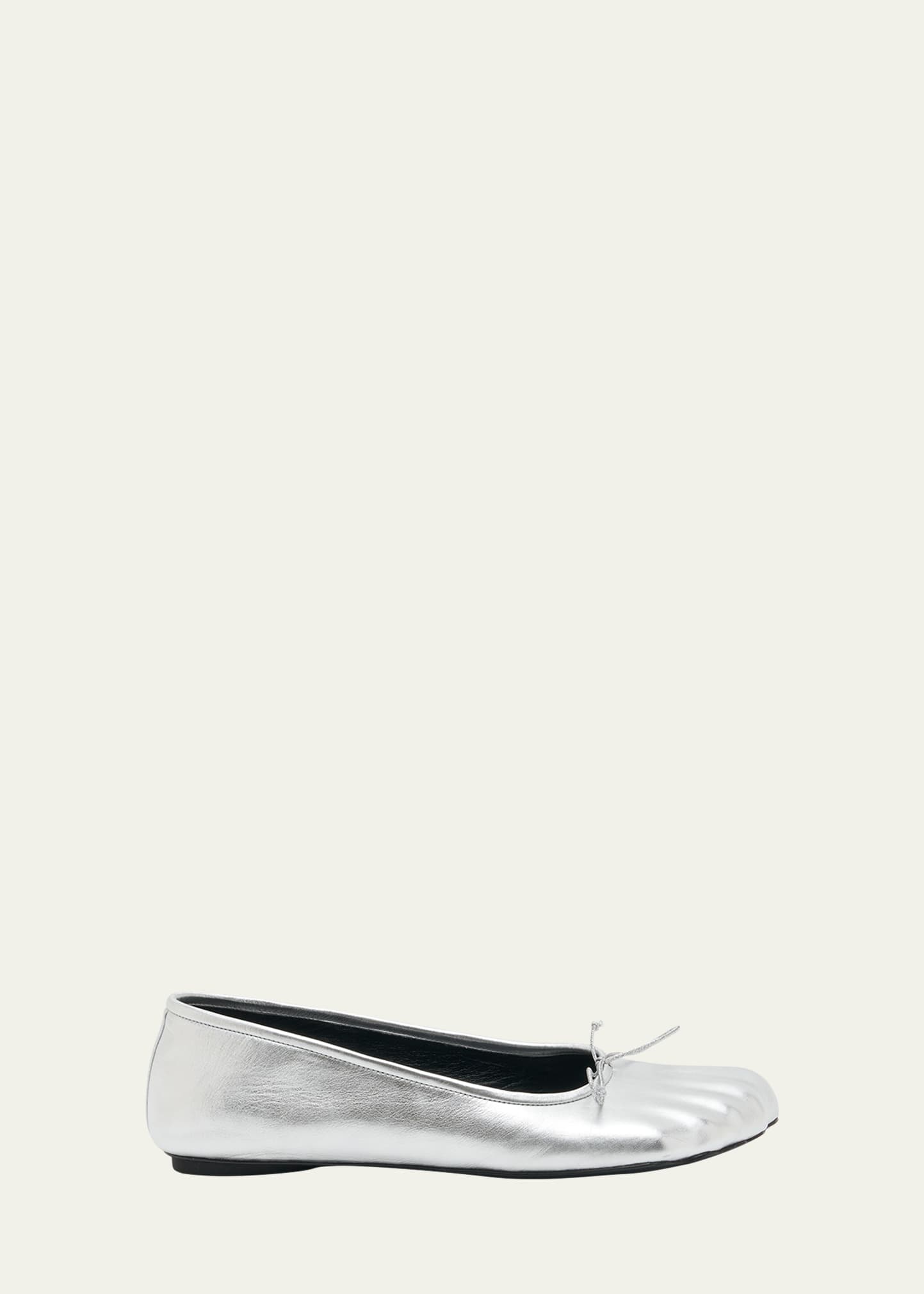 Balenciaga Fetish Metallic Ballerina Flats In 8001 Silver