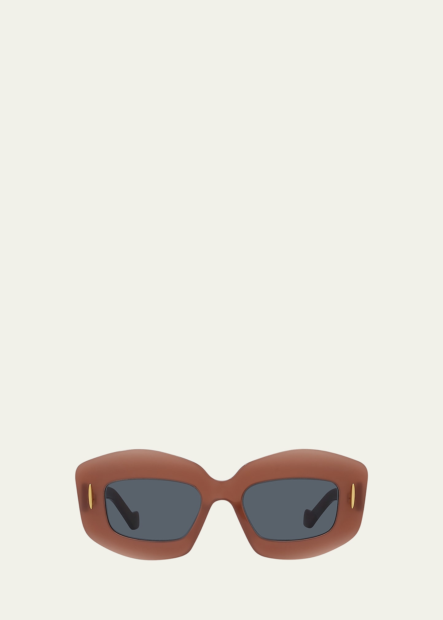 Loewe Silver Screen Chunky Acetate Rectangle Sunglasses In Ivry Brown