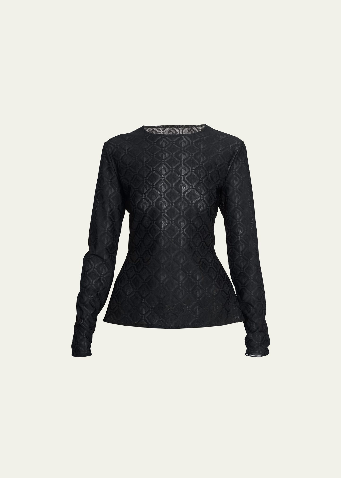 Shop Marine Serre Moonogram Mesh Jacquard Top In Black Pattern