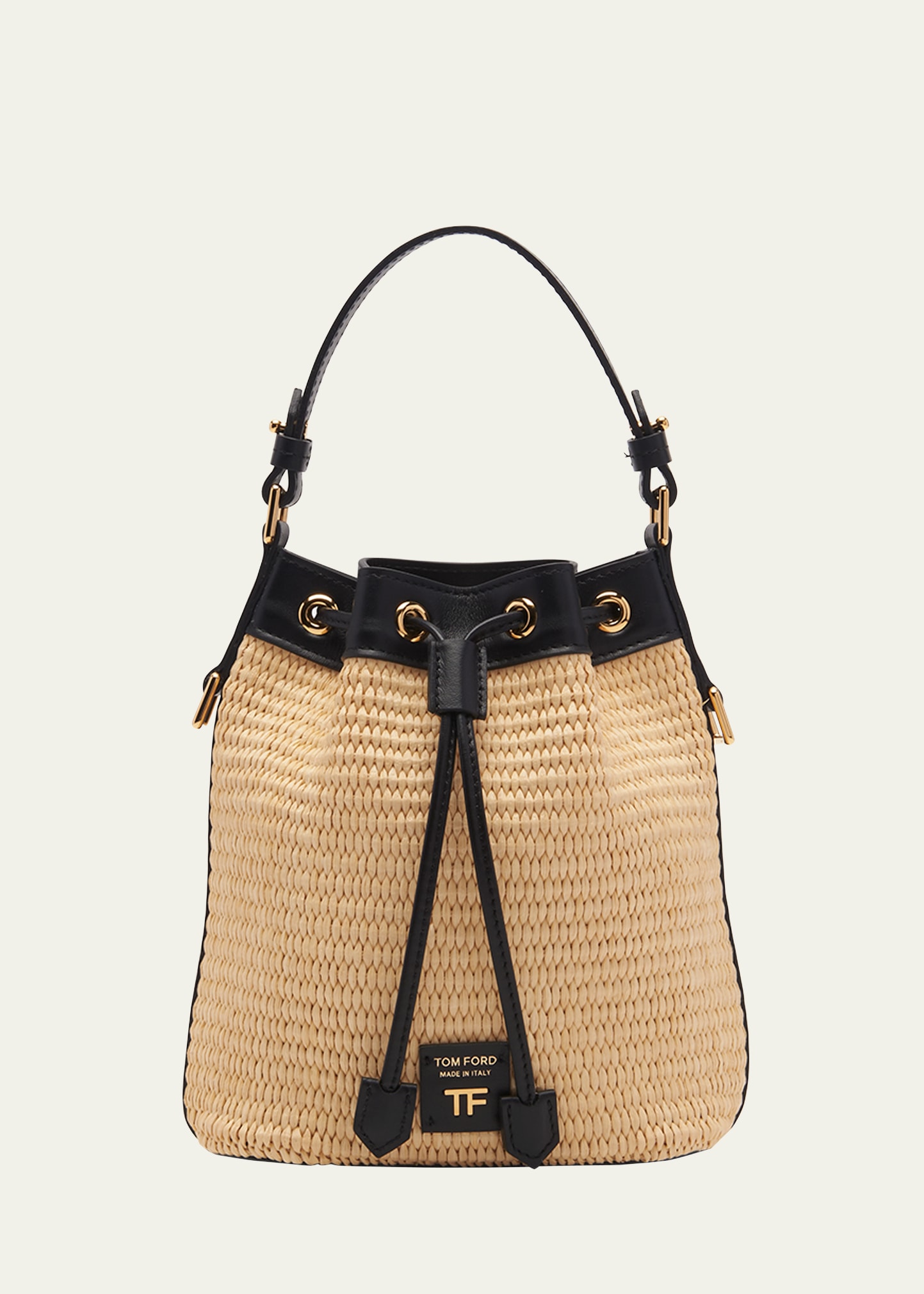 Tom Ford Disco Small Raffia Bucket Bag In 3jn04 Natural And