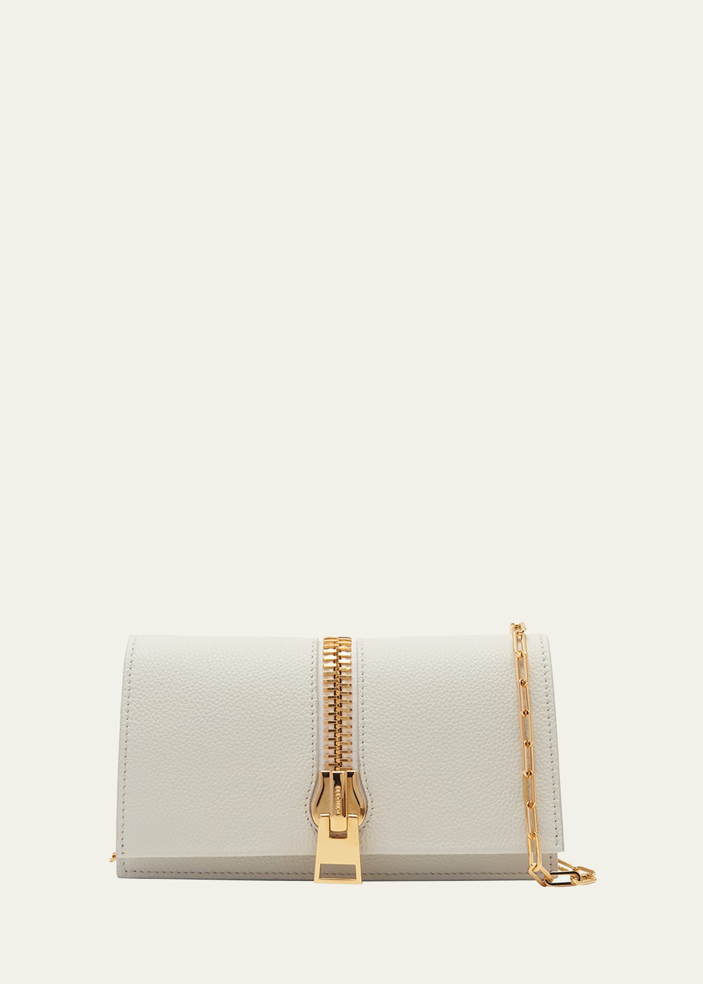 Shop Tom Ford Jennifer Mini Zip Chain Shoulder Bag In 1w003 Chalk