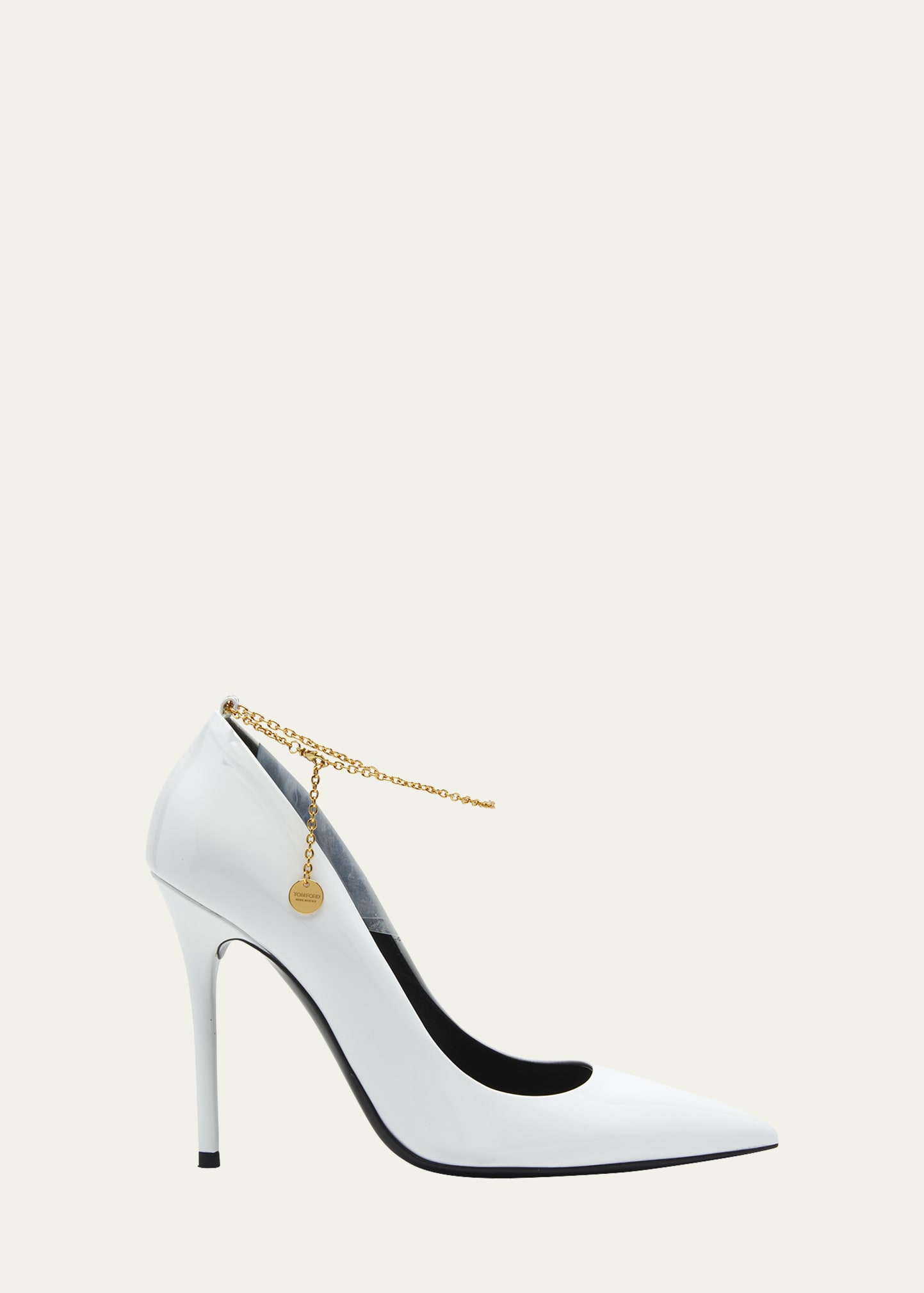 Shop Tom Ford 105mm Patent Leather Anklet Pumps In 1w001 White