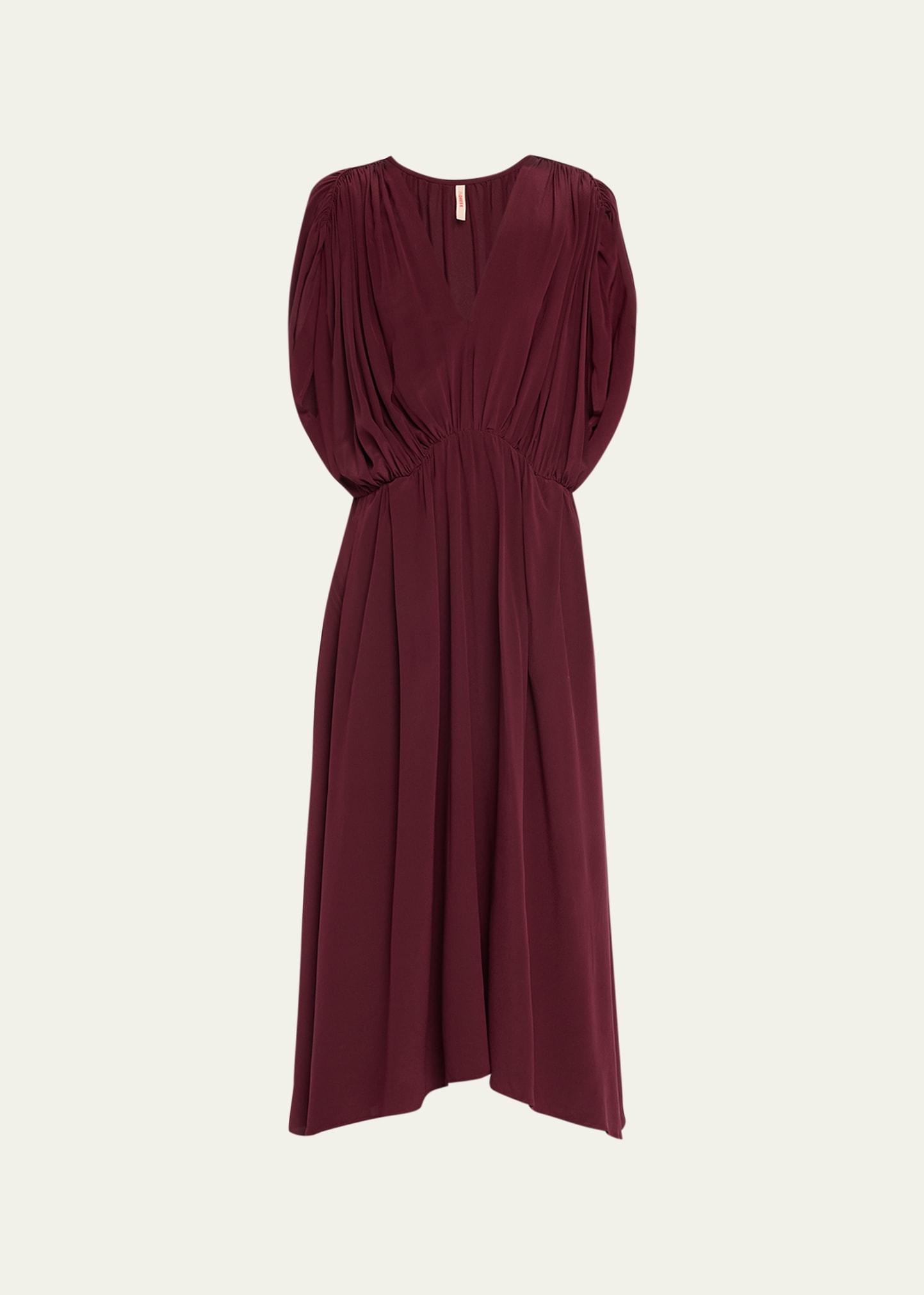 Draped Crepe-Silk Midi Dress