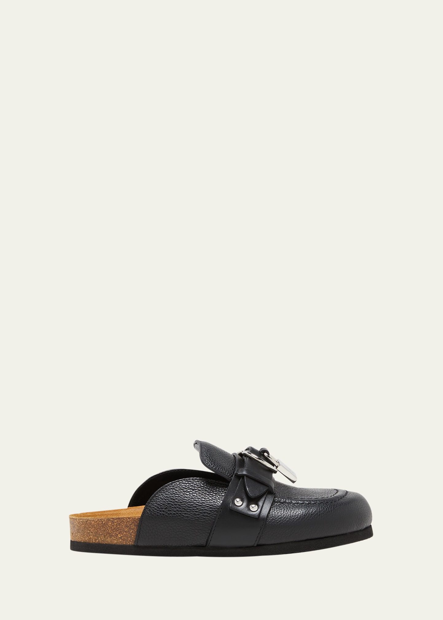 Jw Anderson Padlock Leather Mule Slides In Black