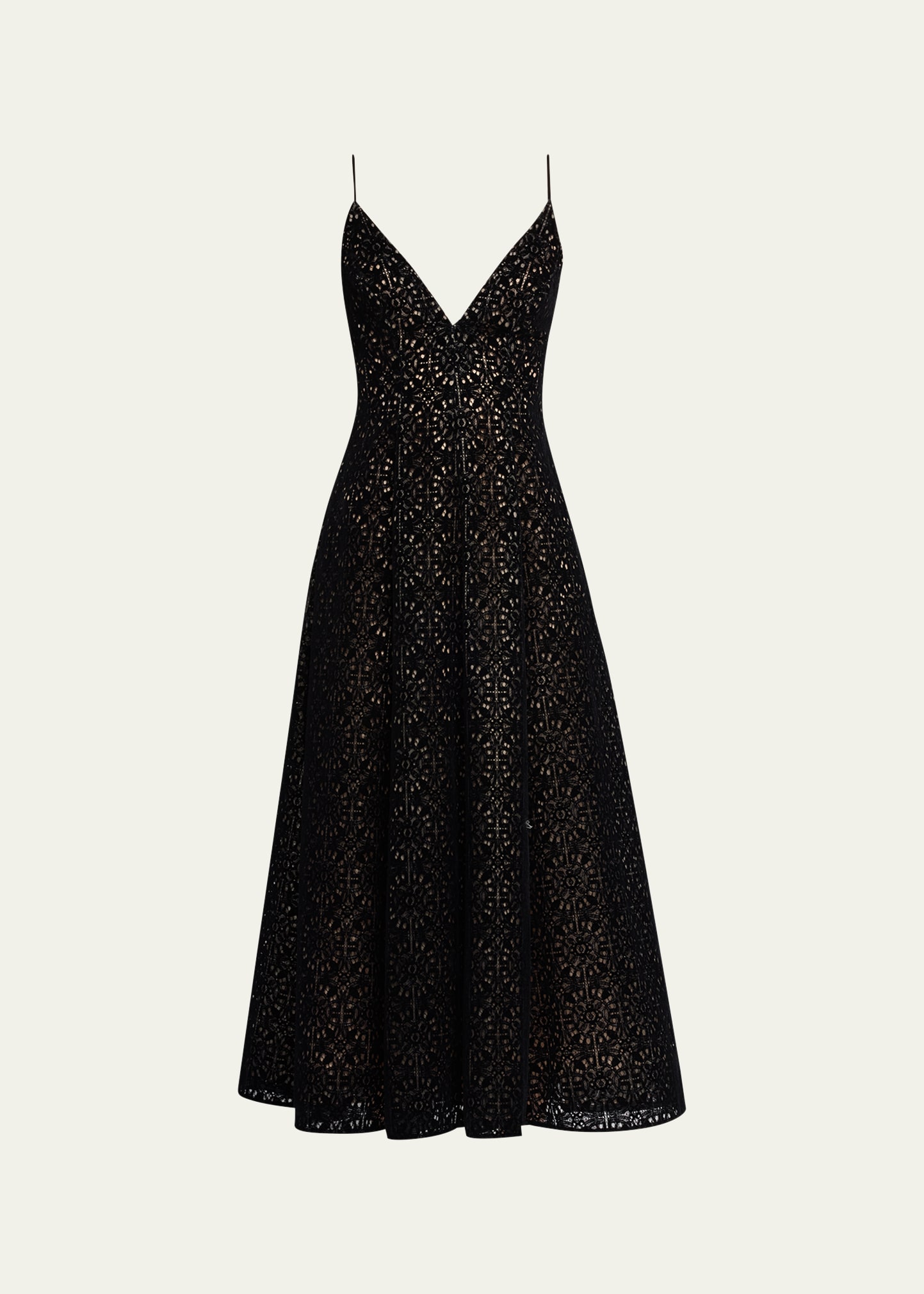 Eyelet Embroidered Midi Dress with Pockets