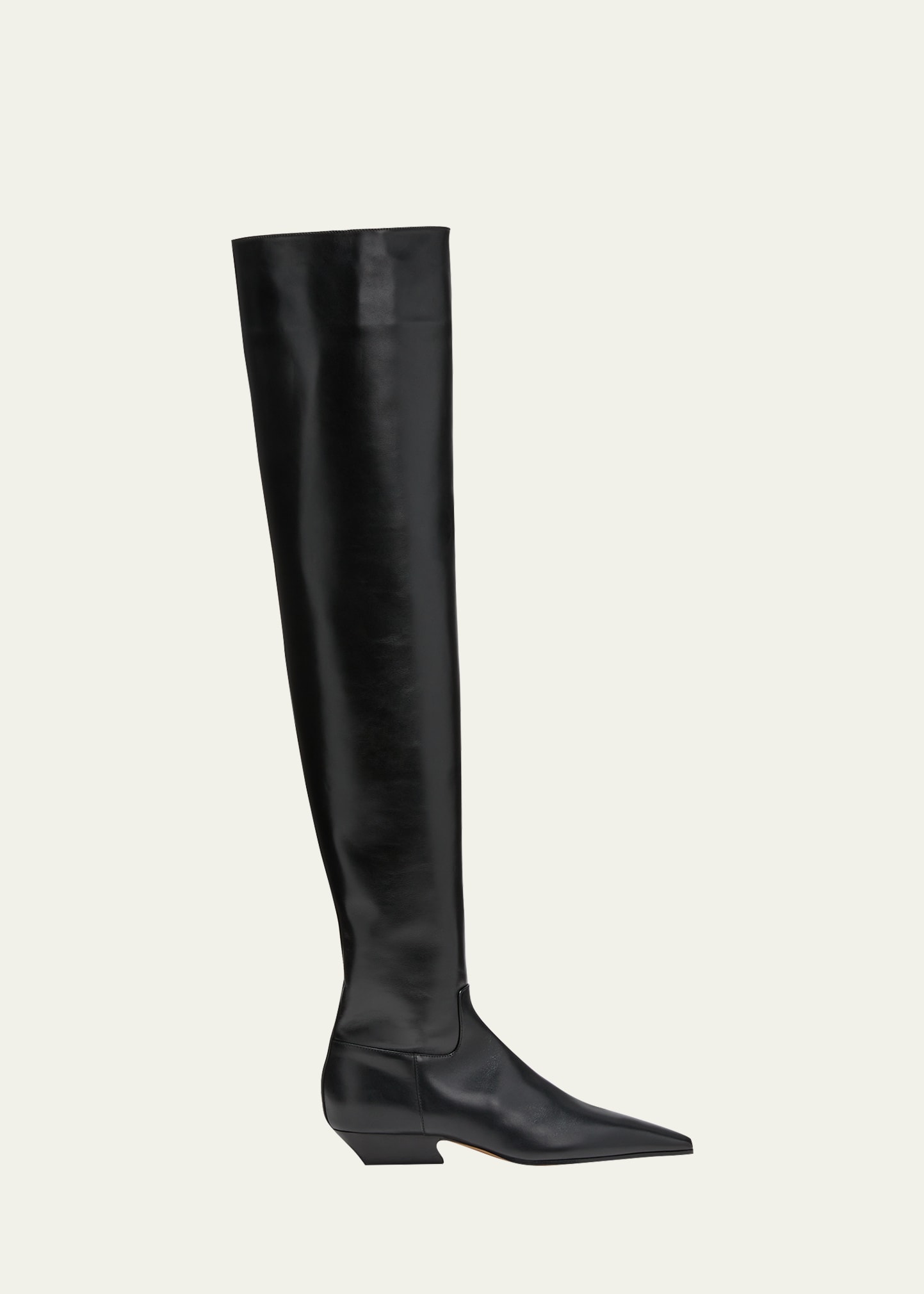 Shop Khaite Marfa Calfskin Over-the-knee Boots In Black
