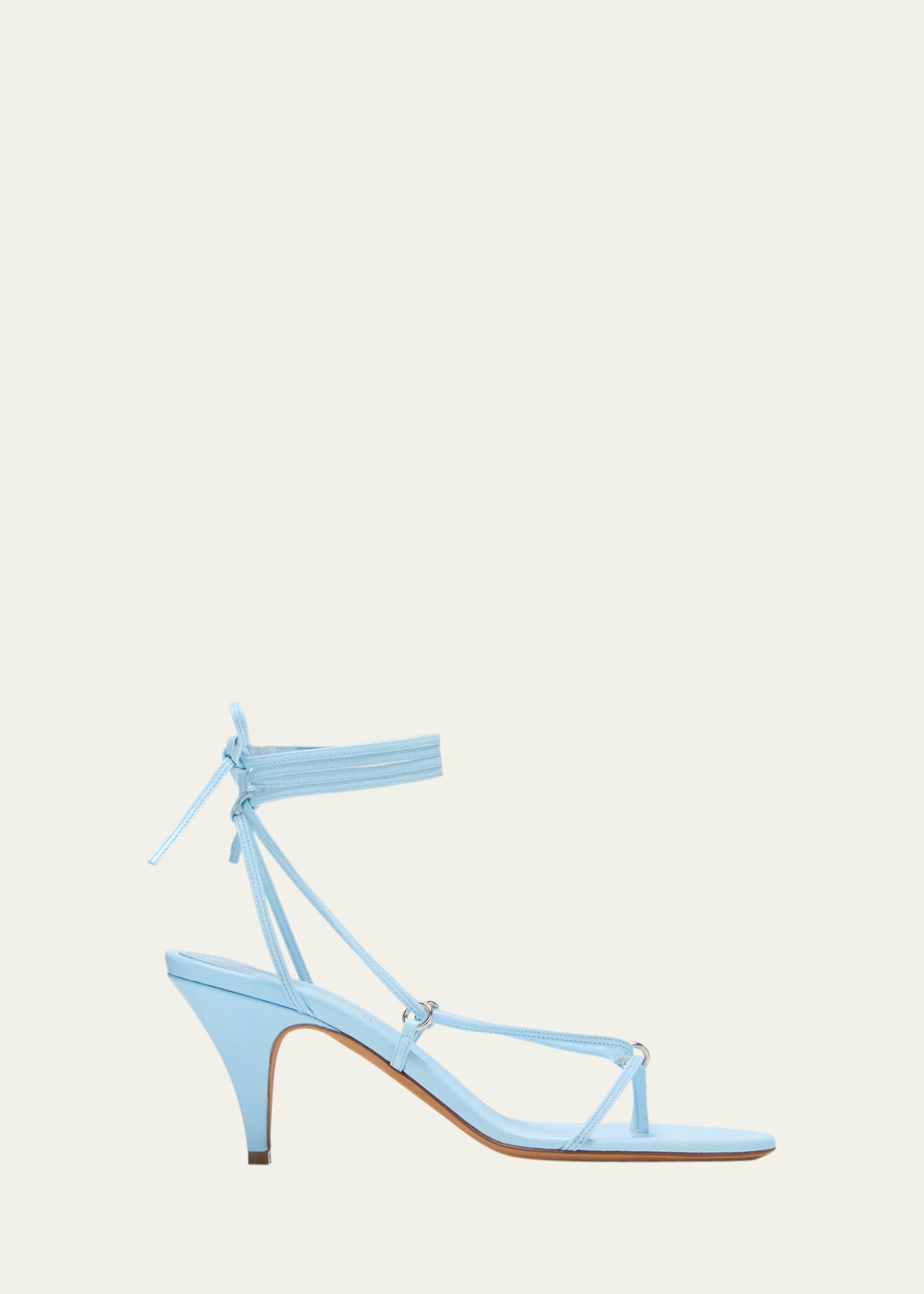 Khaite Marion Strappy Leather Ankle-wrap Sandals In Light Blue