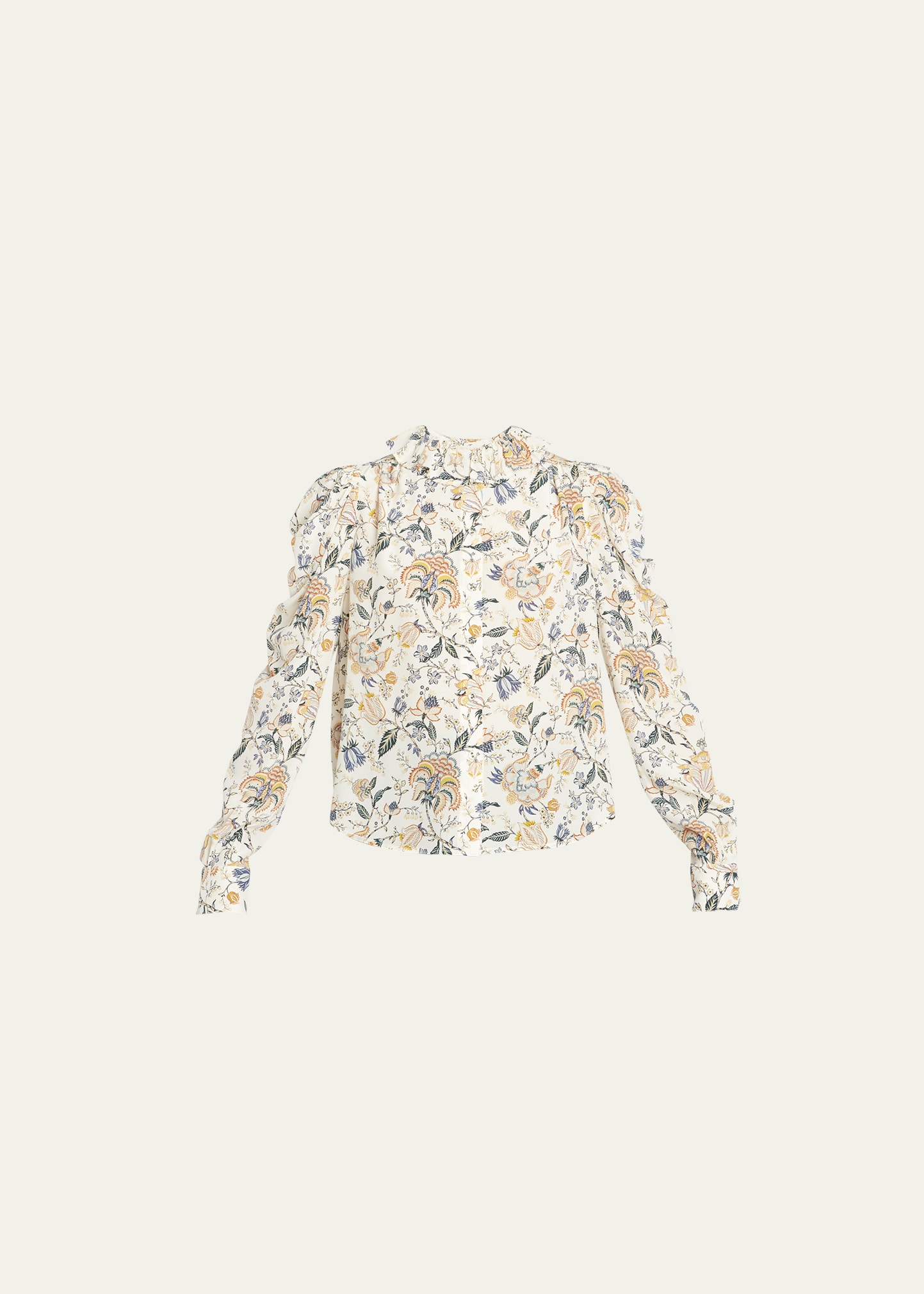 Dara Floral Silk Ruffled Collar Blouse