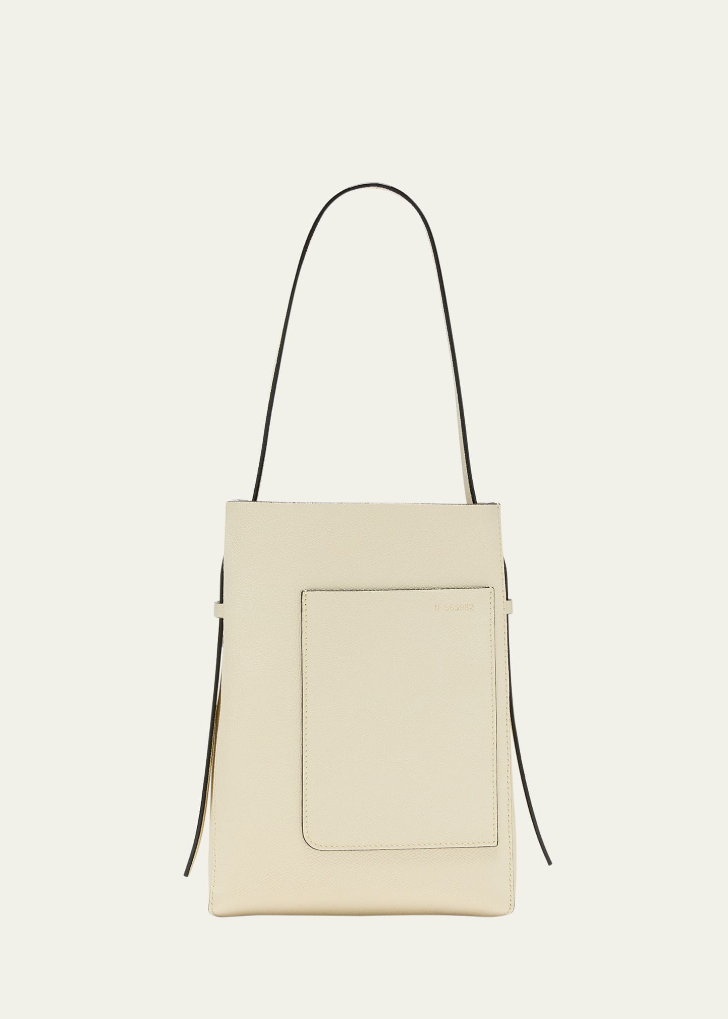 Valextra Medium Leather Bucket Tote Bag In Pergamena