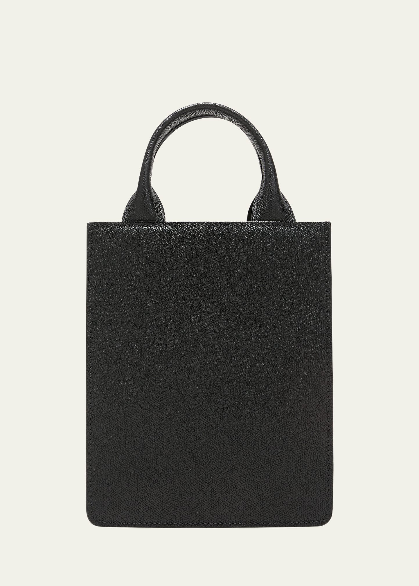 Valextra Mini Boxy Leather Top-handle Bag In Nn Nero
