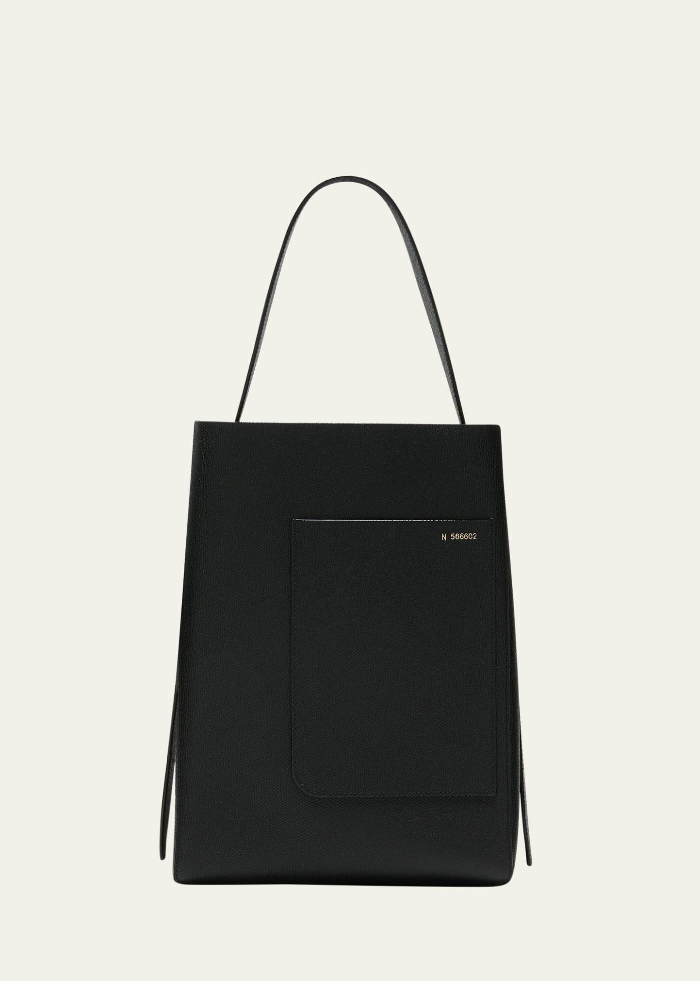 Valextra Medium Leather Bucket Bag In Nn Nero