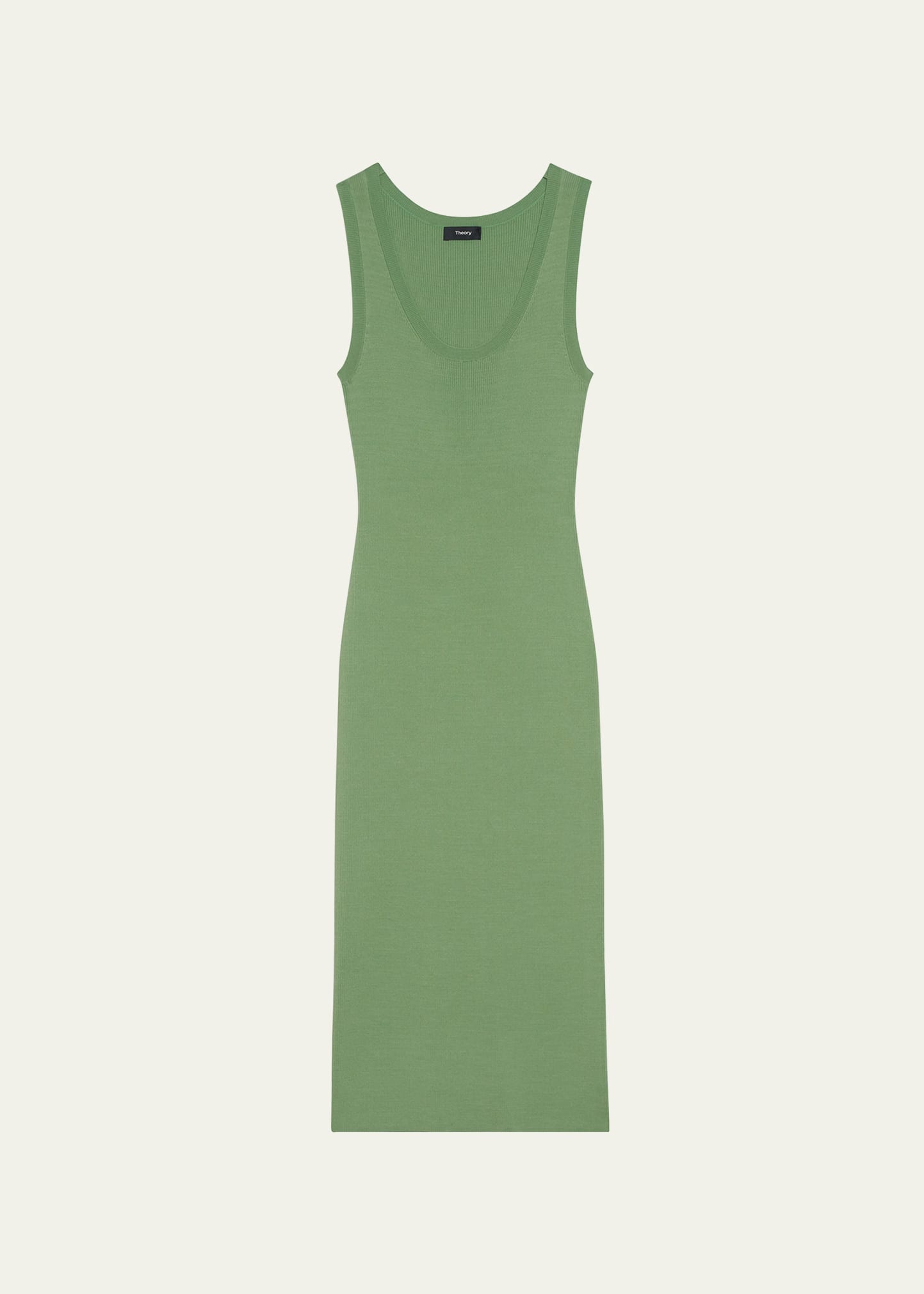 Shop Theory Sleeveless Rib-knit Tank Midi Dress In Leaf