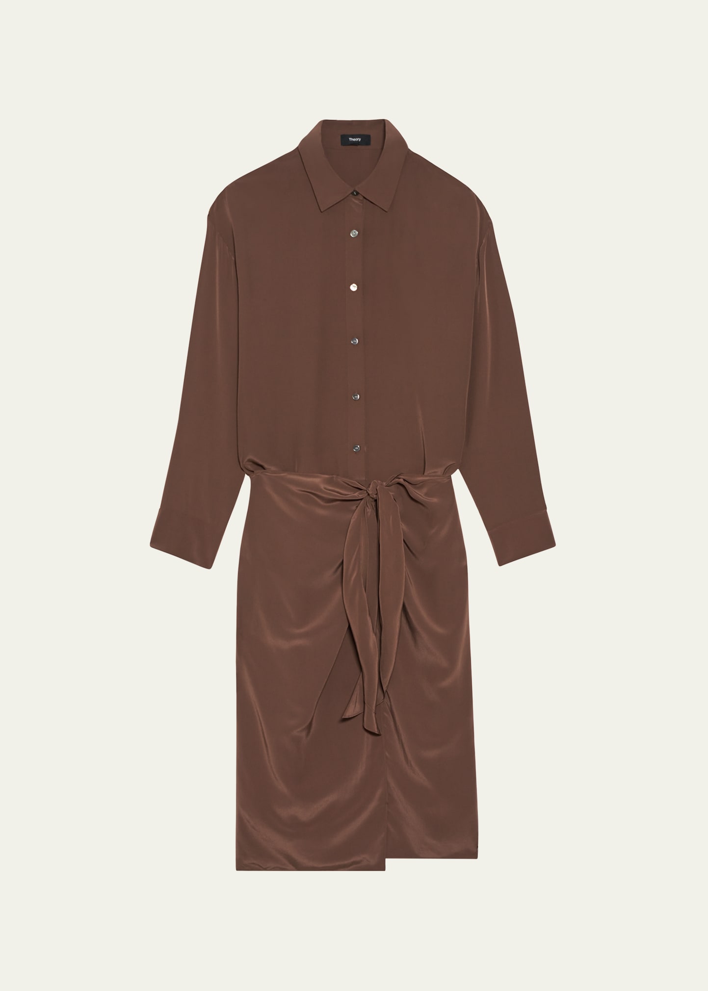 Theory Sarong Wrap-skirt Knee-length Shirtdress In Pcn