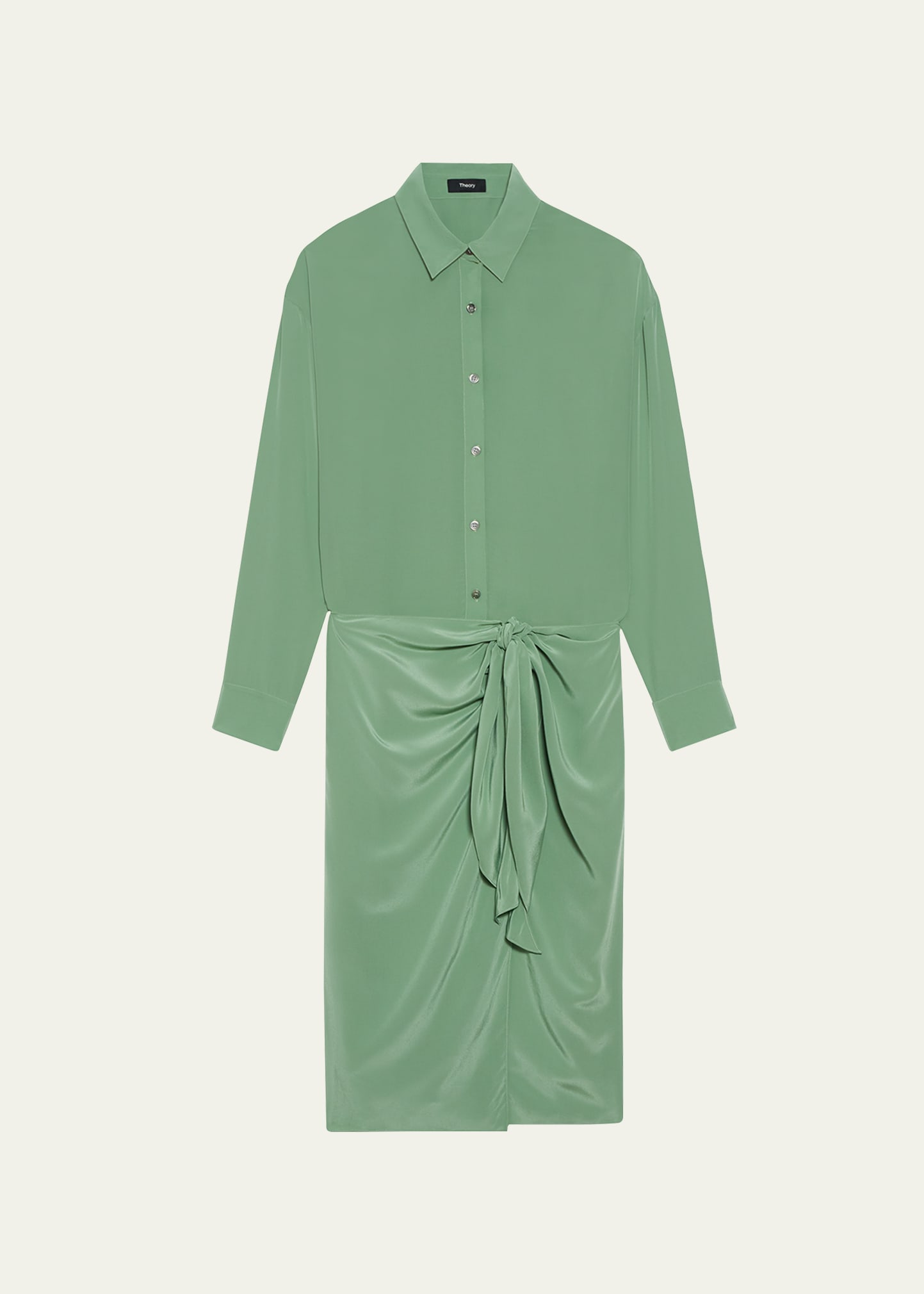 Theory Sarong Wrap-skirt Knee-length Shirtdress In Leaf