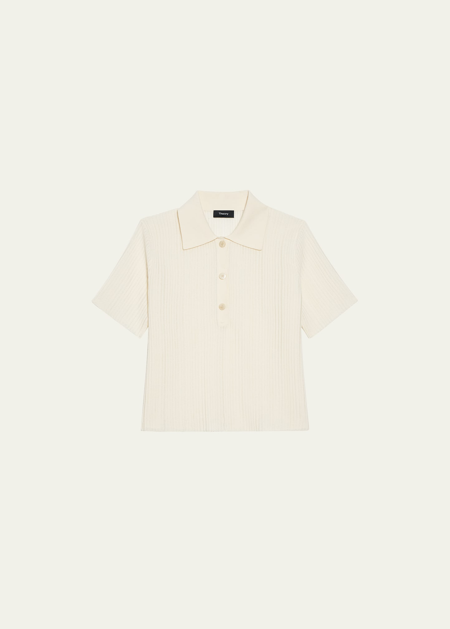Theory Cotton Blend Knit Polo Top In Ivory
