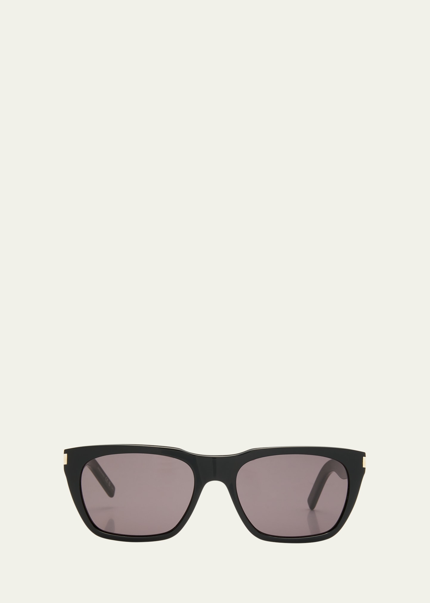 Saint Laurent Men's Sl 5980 Acetate Rectangle Sunglasses In Shiny Solid Black