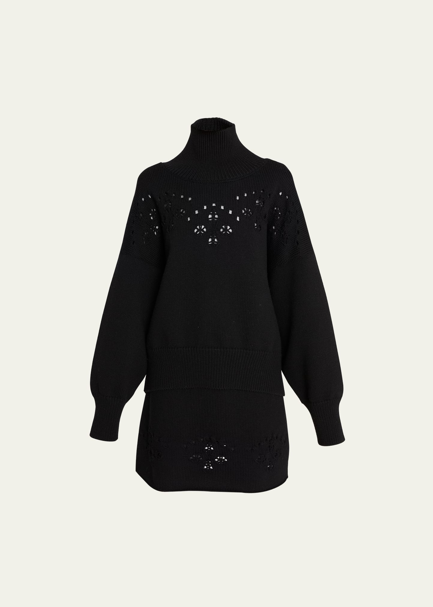 Chloé Lower Impact Wool Pointelle Knit Sweater In Black