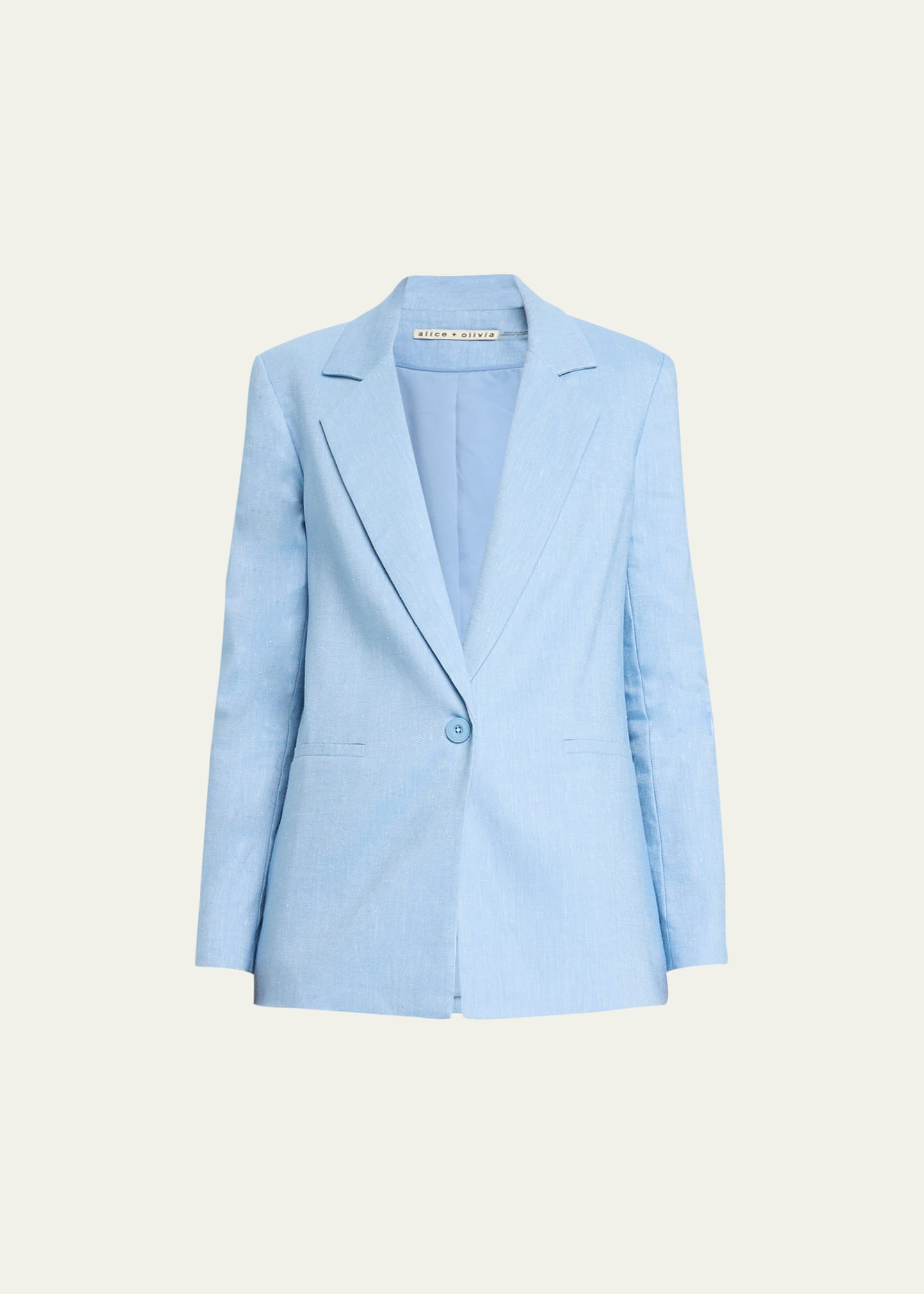 Alice And Olivia Denny Chambray Single-breasted Boyfriend Blazer In Natural
