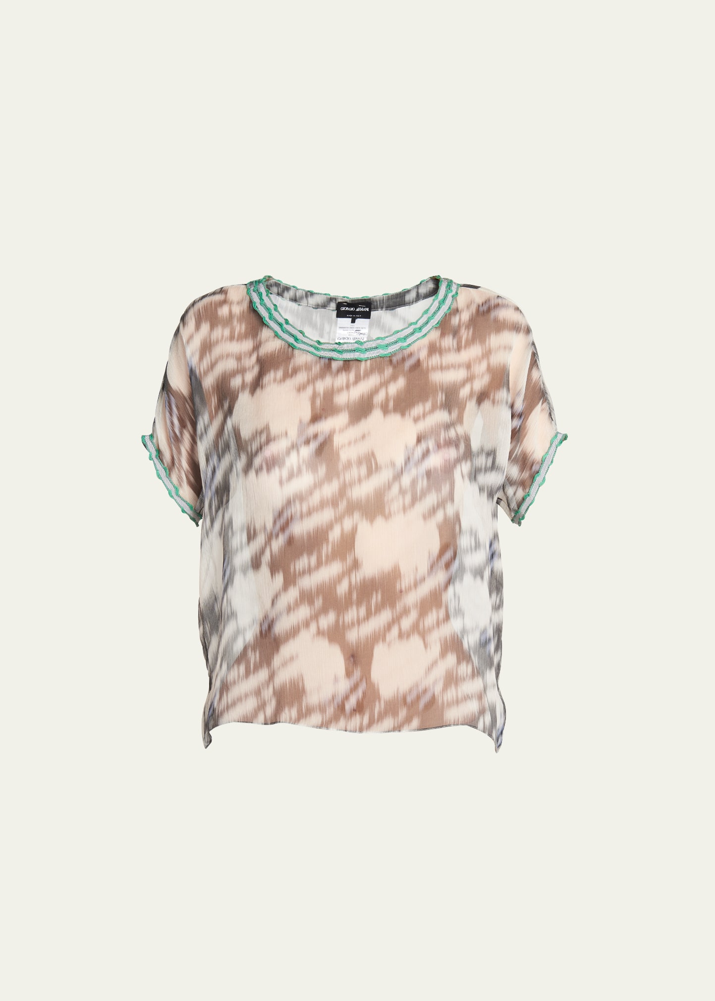 Giorgio Armani Abstract Leopard Print Sheer Blouse In Black