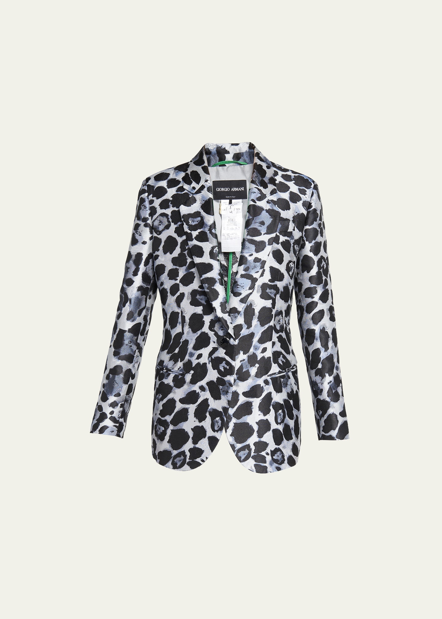 Shop Giorgio Armani Silk Jacquard Animalier Printed Blazer Jacket In Multi