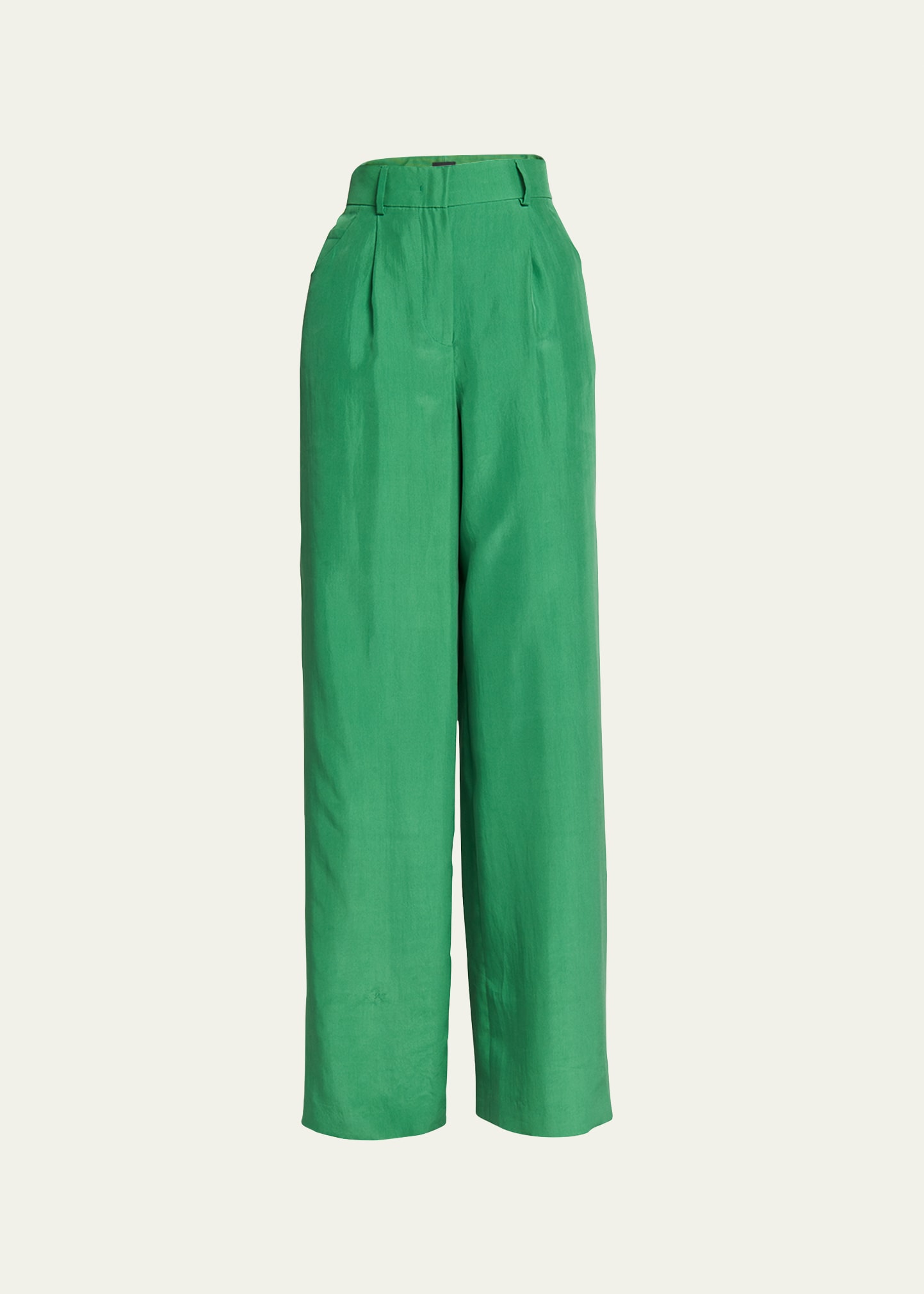 GIORGIO ARMANI WASHED SILK WIDE-LEG RELAXED TROUSERS