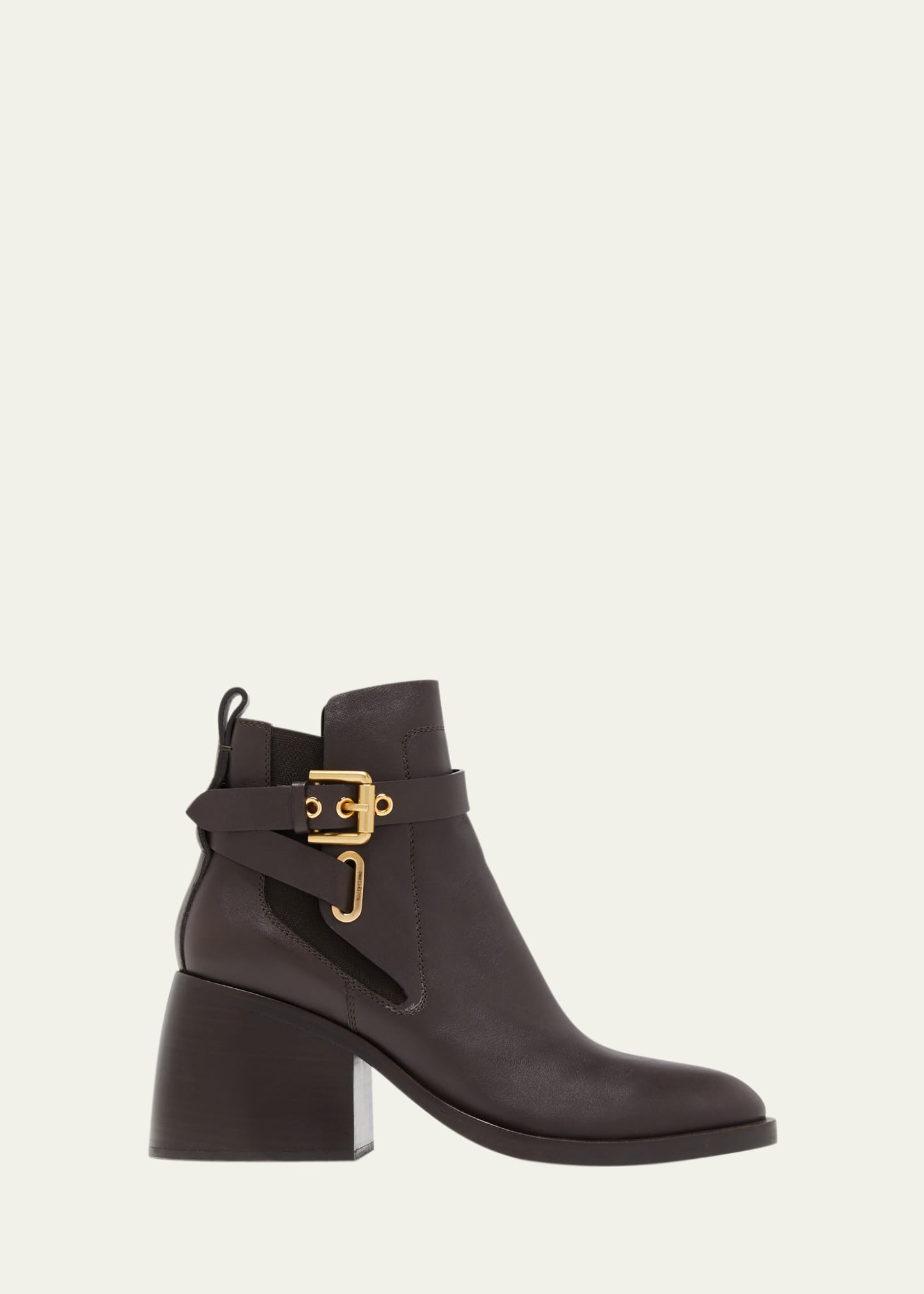 See By Chloé Averi Leather Buckle Ankle Boots In Dark Brown