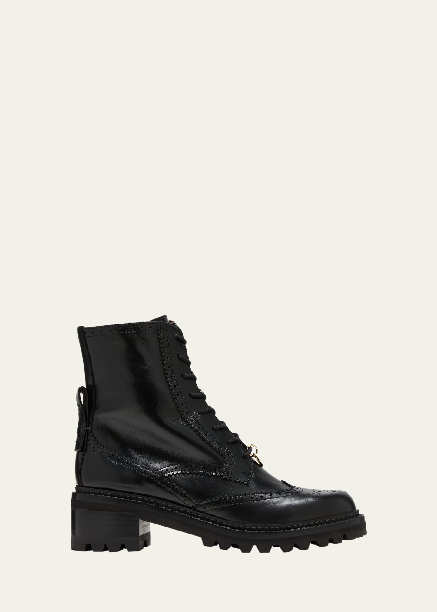 SEE BY CHLOÉ ARIIA WING-TIP LEATHER COMBAT BOOTS