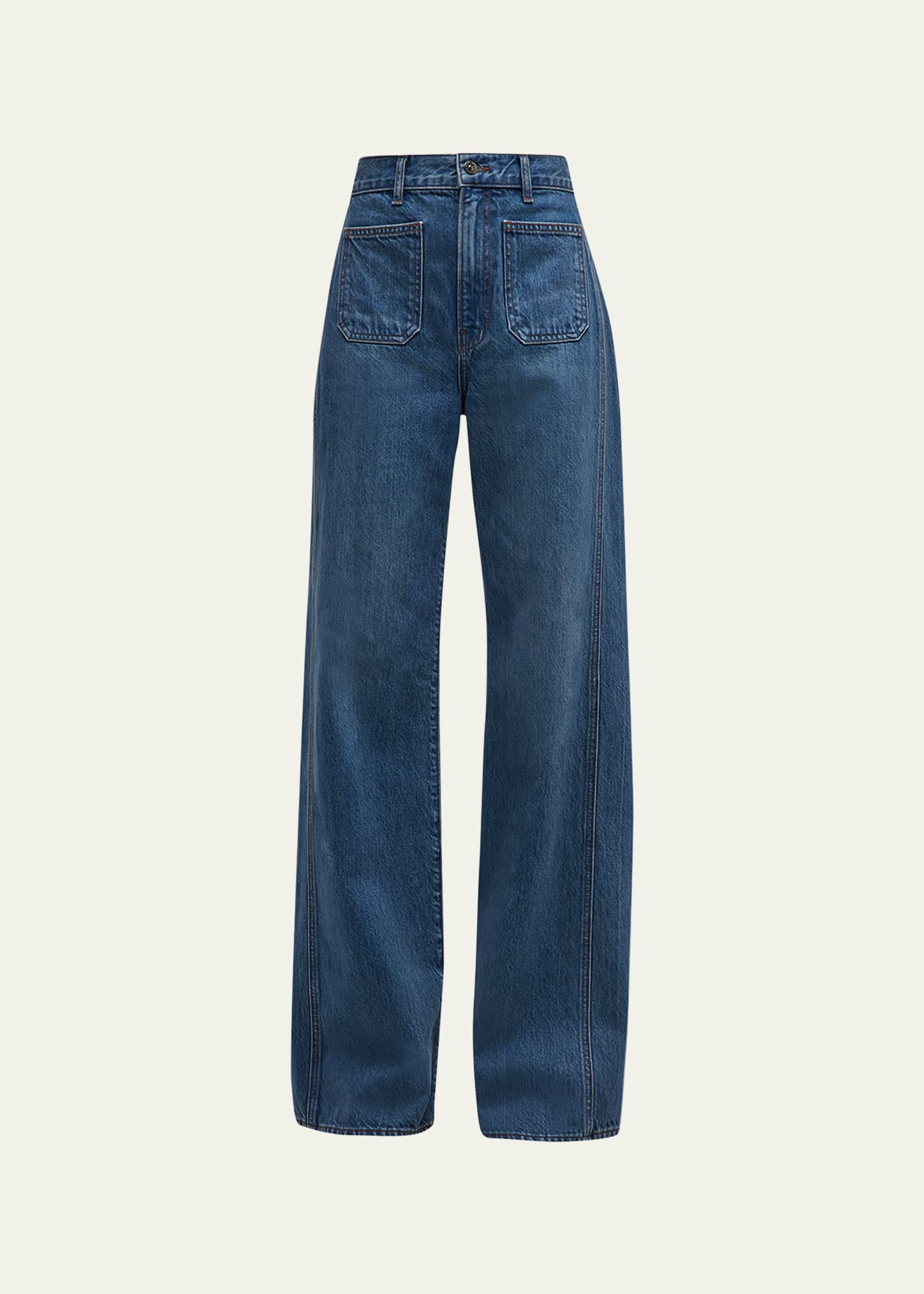 Shop Veronica Beard Jeans Taylor Wide-leg Patch Pocket Jeans In Thriller