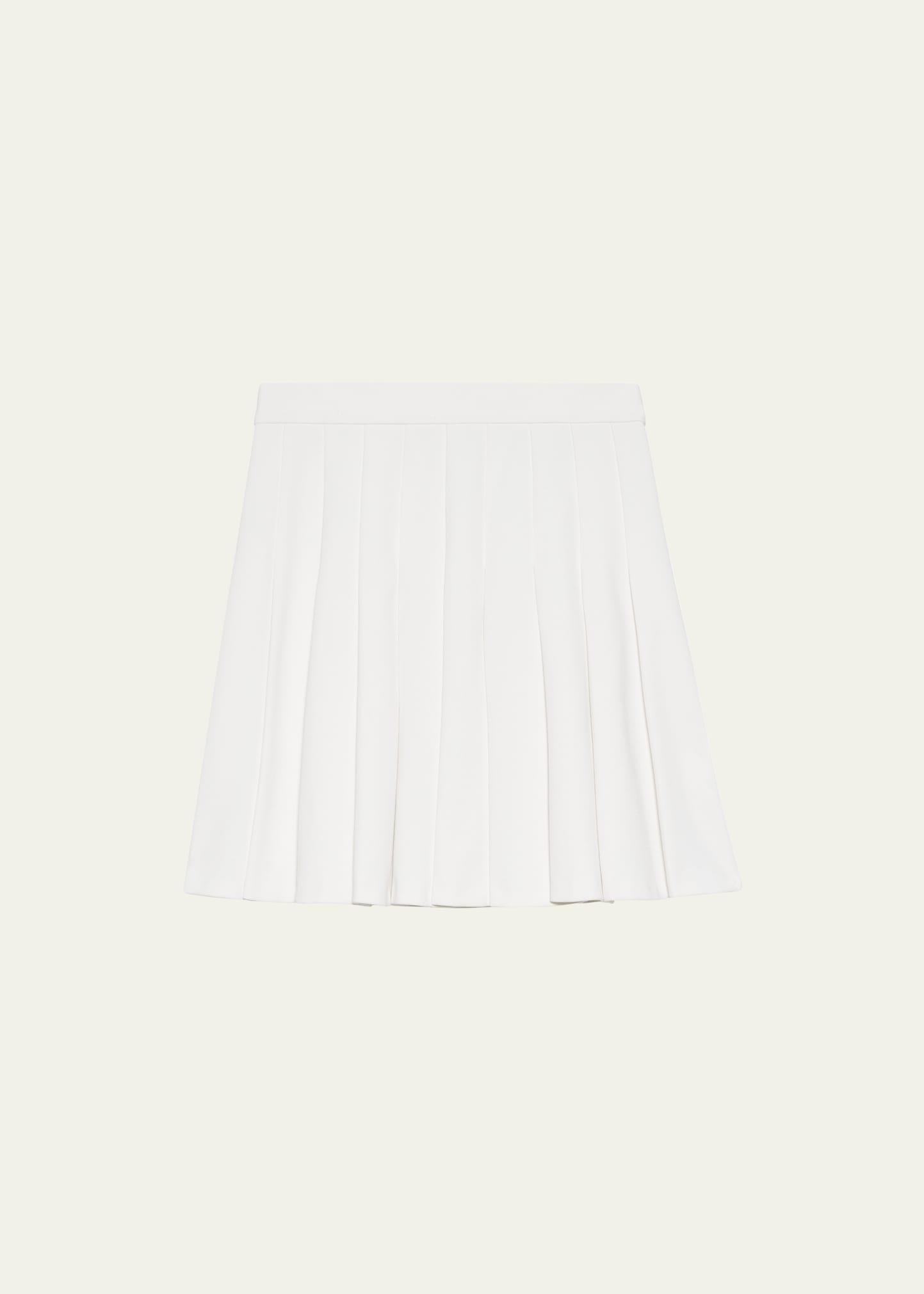 Theory Cotton-blend Piqué Pleated Mini Skirt In Wht